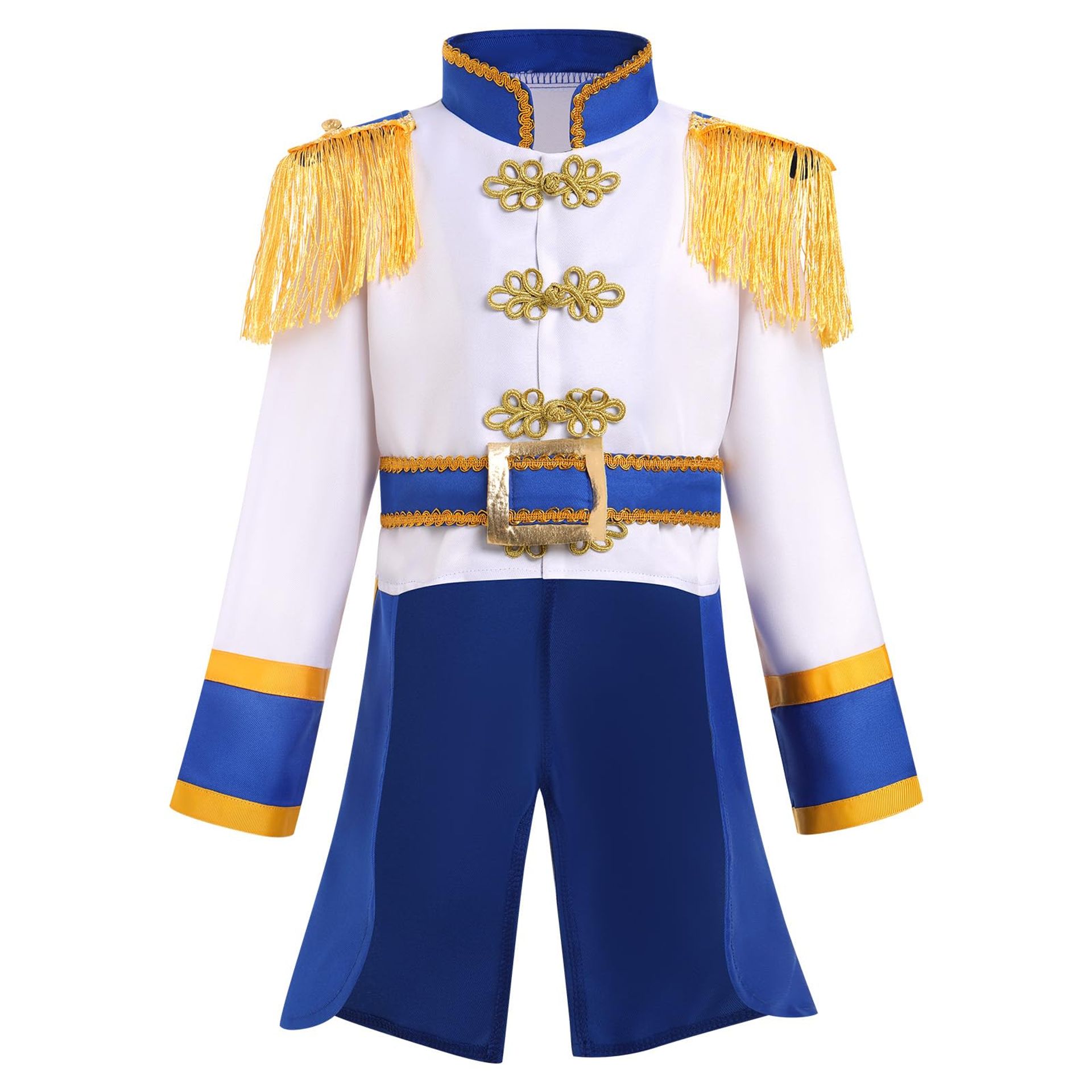 Boys Prince Charming Costume Kids Royal Cosplay Jacket Fancy Dress Outfit for Parties and Book Day - Royal Blue 4-5 Years