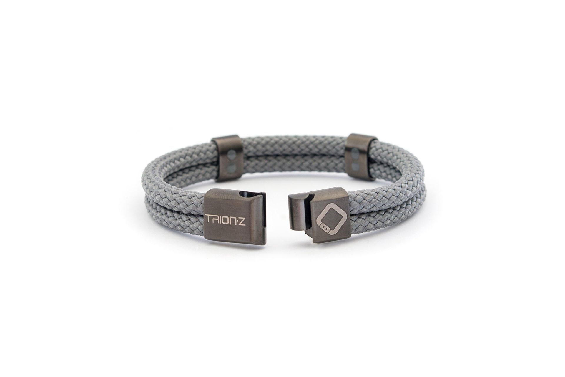 Unisex Magnetic Sports Bracelet Climbing Rope Design Auto-Fit Clasp by Trion:Z - Charcoal X-Large