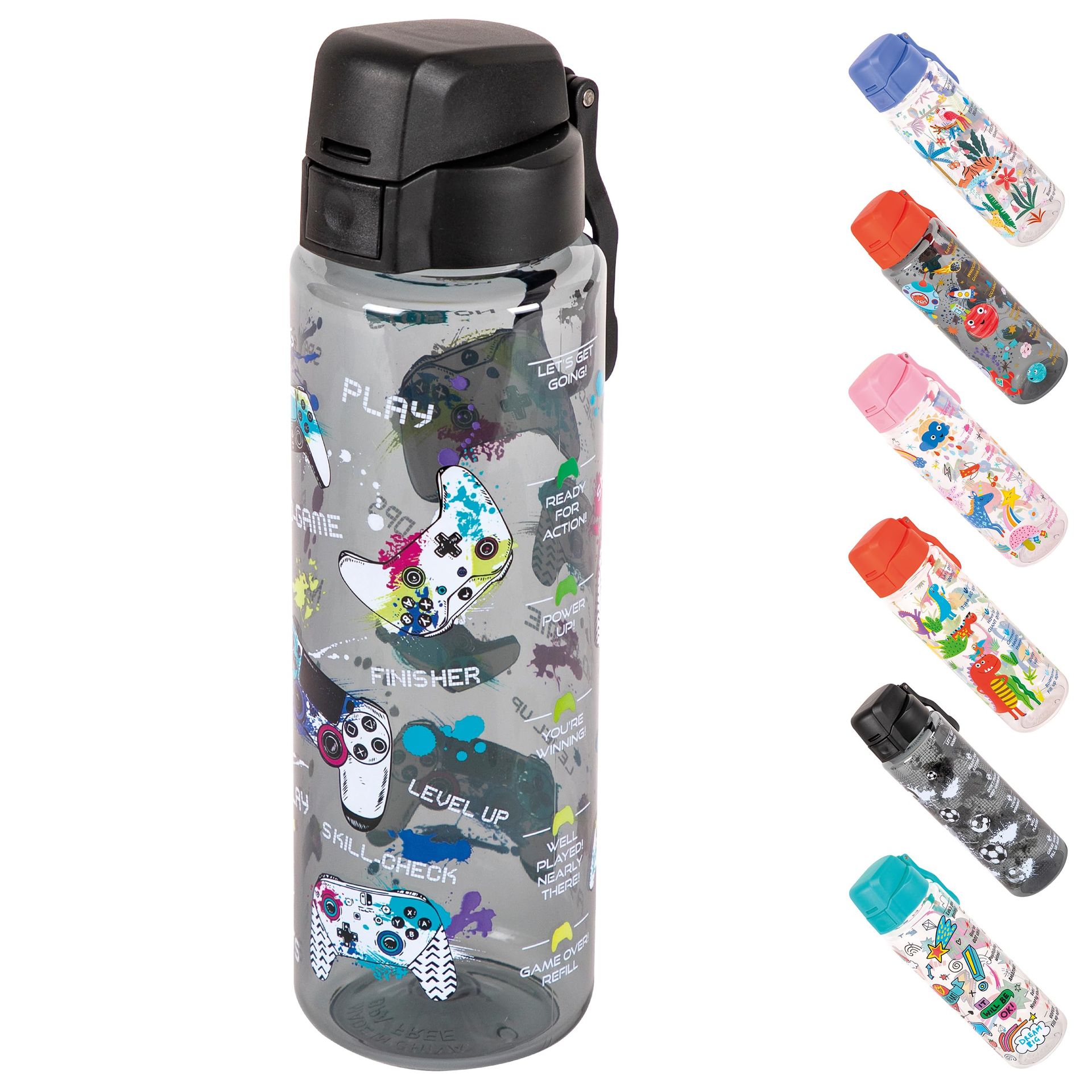 Level Up Kids Water Bottle 670ml - Leakproof, Lockable Lid & BPA-Free | Hey Hugo