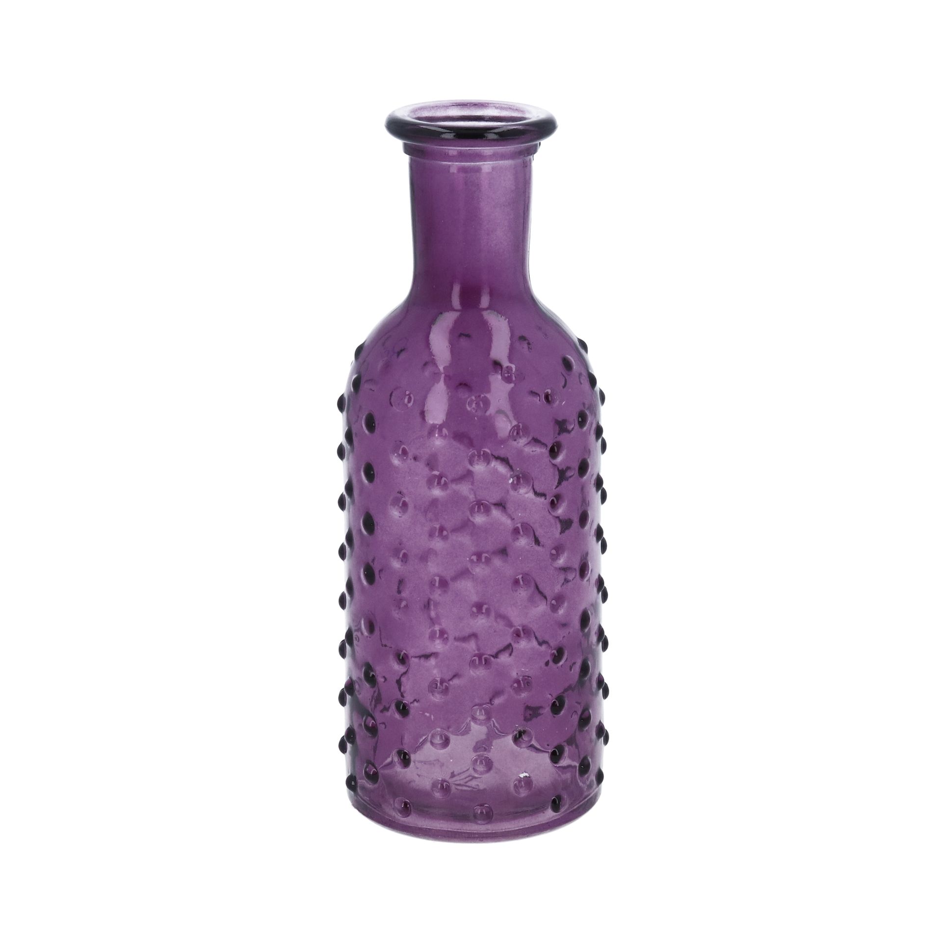 6 x Gisela Graham Purple Dimple Glass Bottle Vase                