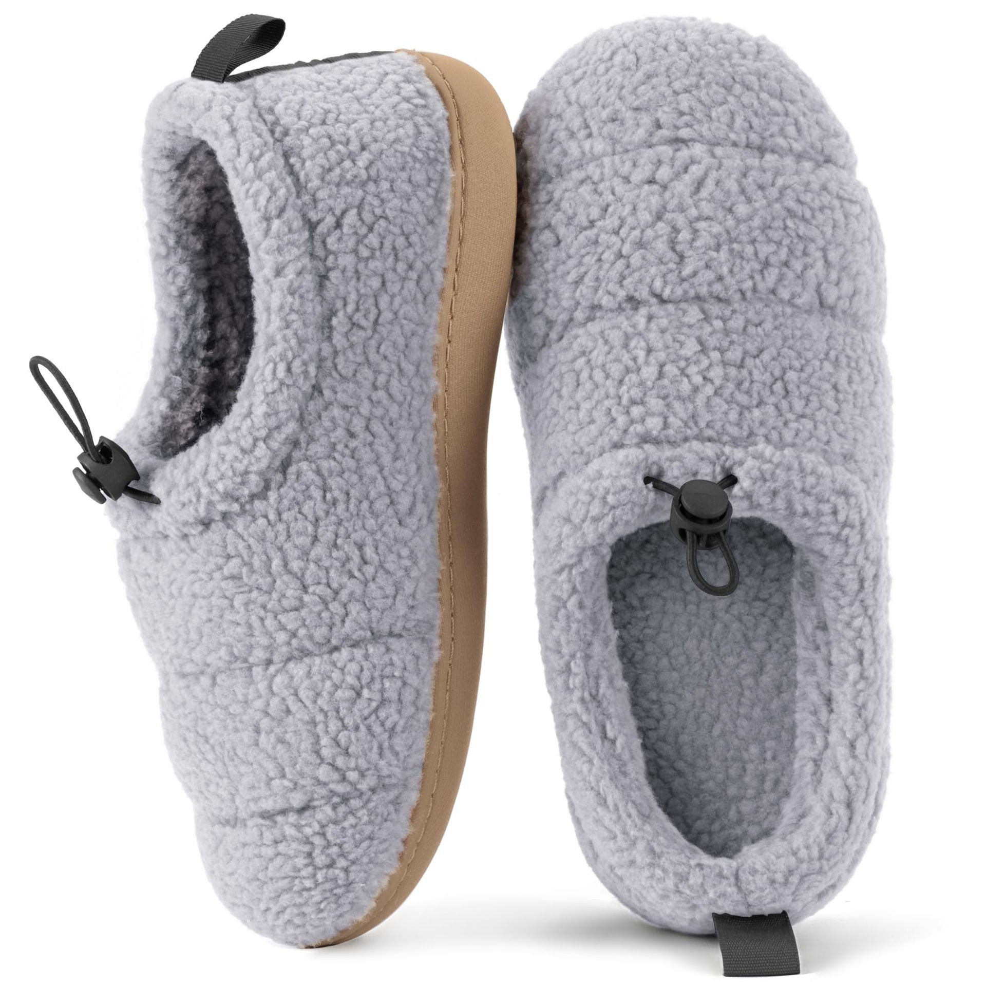 Women's Camper Moc Slippers with Sherpa Fleece Lining, Cloud Grey Comfort Footwear UK Size 5