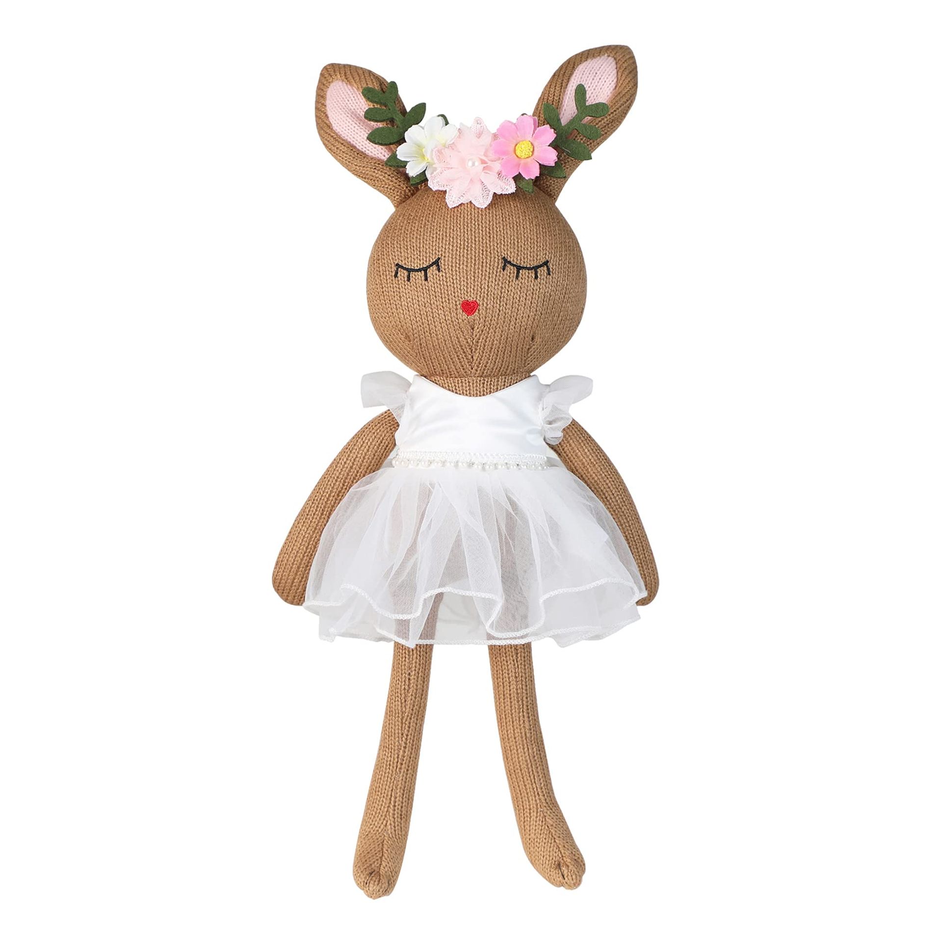 Easter Bunny Ballerina Plush Doll for Girls - Soft Toy Gift for Ages 3-6 - Elegant Peter Rabbit with Skirt & Wreath