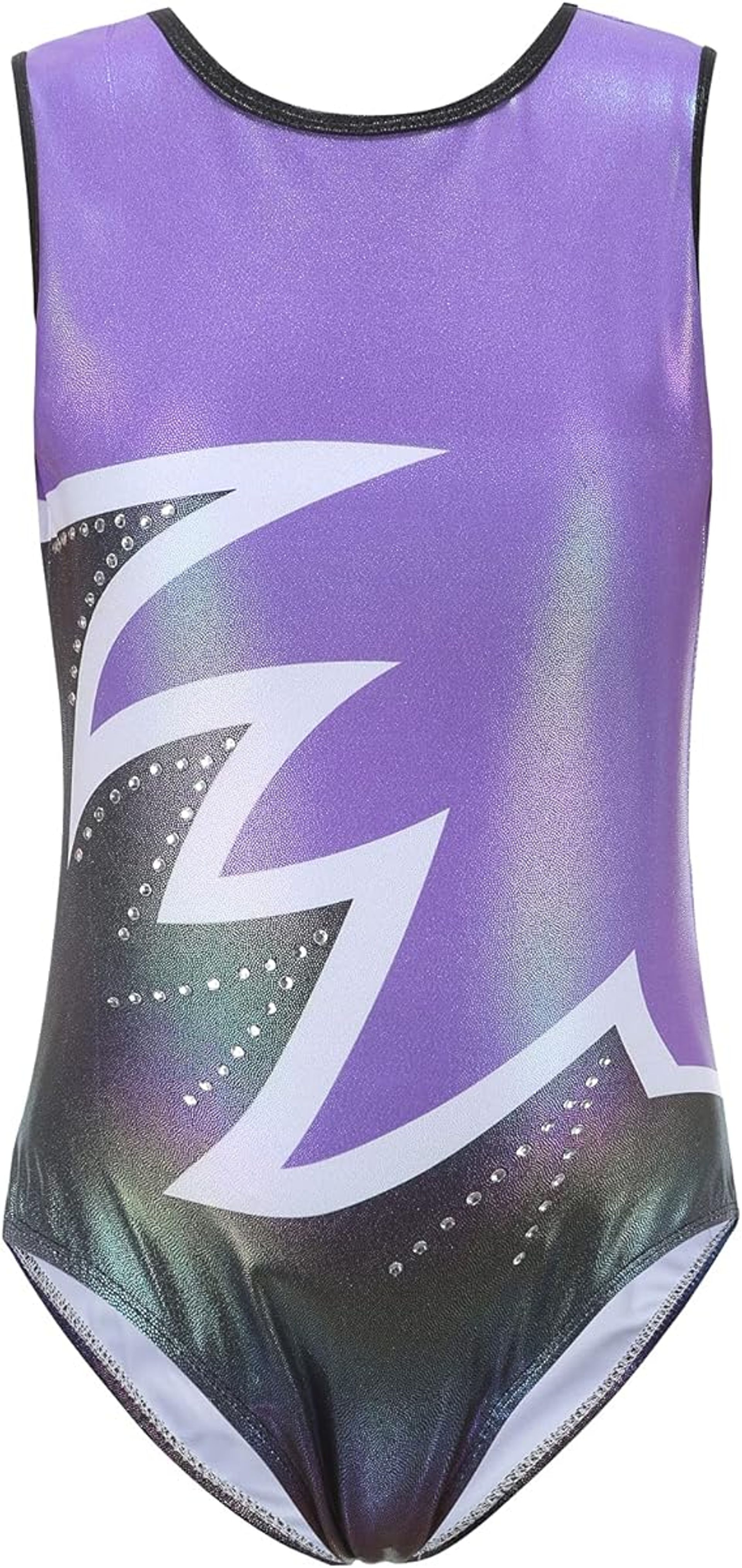 Bezioner Girls Sparkle Gymnastics Leotard, Sleeveless Ballet Dance Costume, Purple, Age 4-6 (110-120 cm)