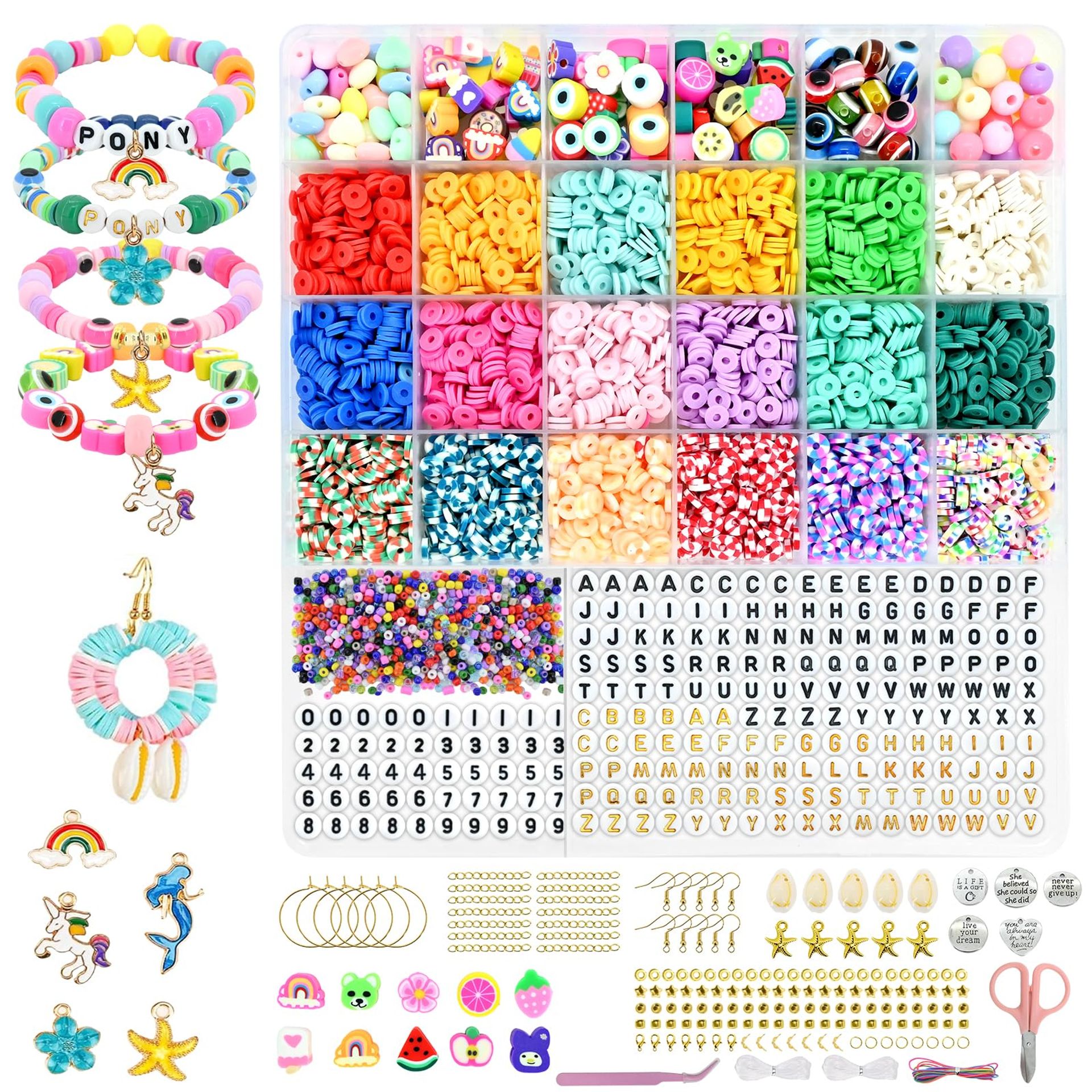 Unicorn Friendship Bracelet Kit for Girls - 5500 Clay Beads & Charms DIY Craft Set