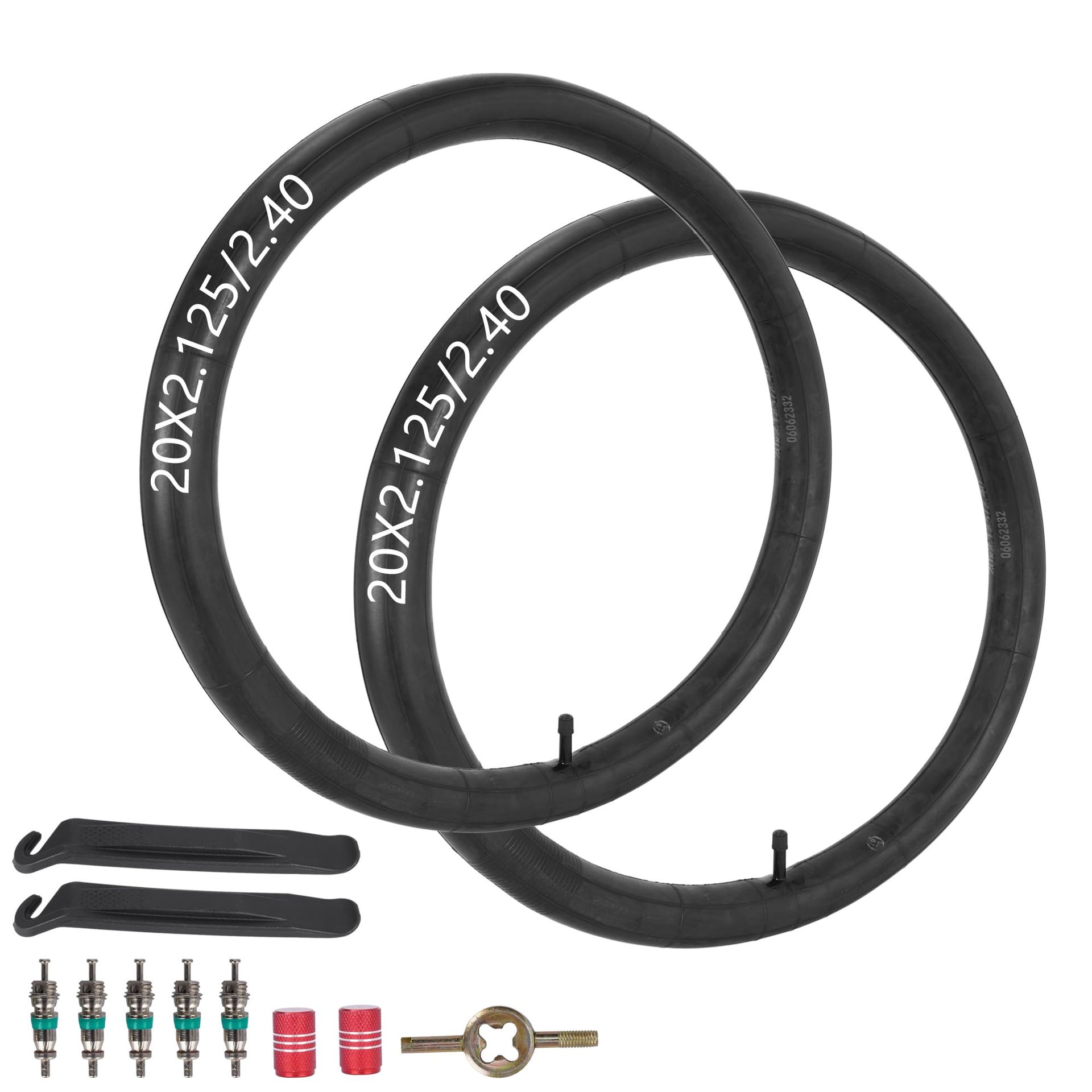 20" Bike Tube 20x2.125/2.40 with AV32mm Schrader Valve & Tire Levers - Perfect for Mountain & Cruiser Bikes