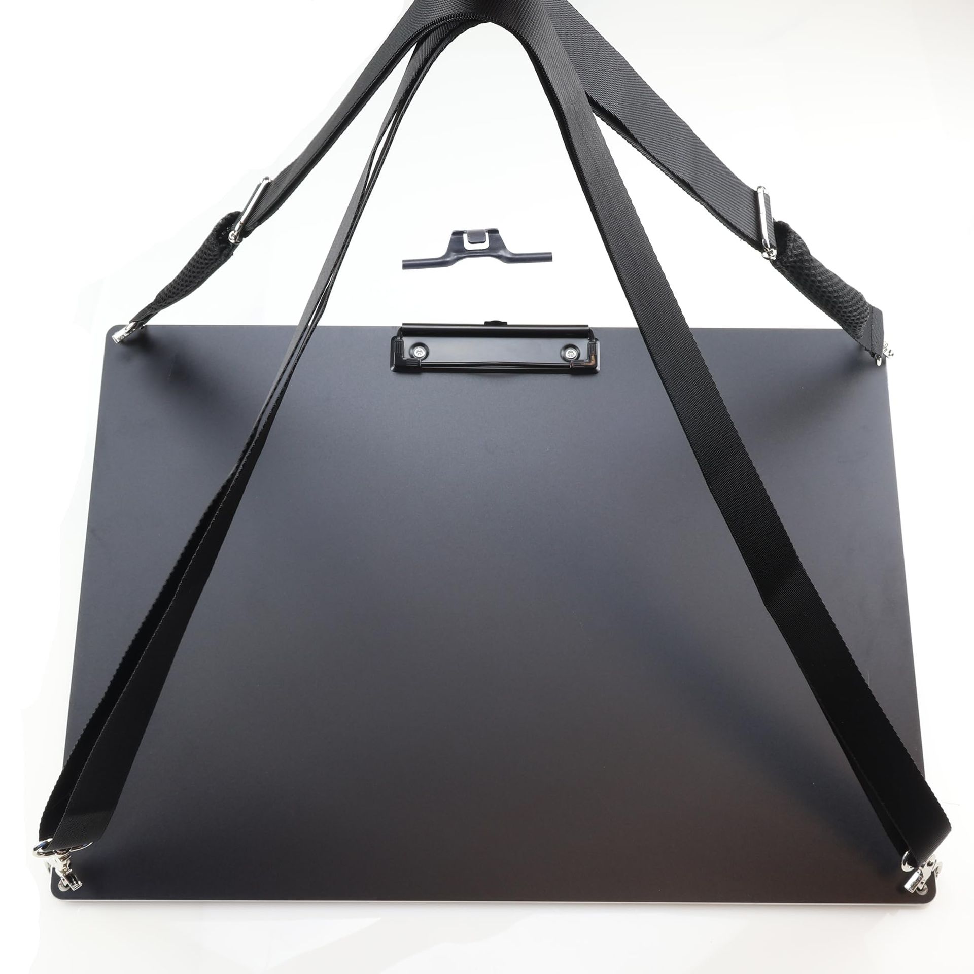 Heavy-Duty Aluminium Office Clipboard with Pen Holder and Shoulder Strap for Sketching and Drawing - Black A3 Landscape
