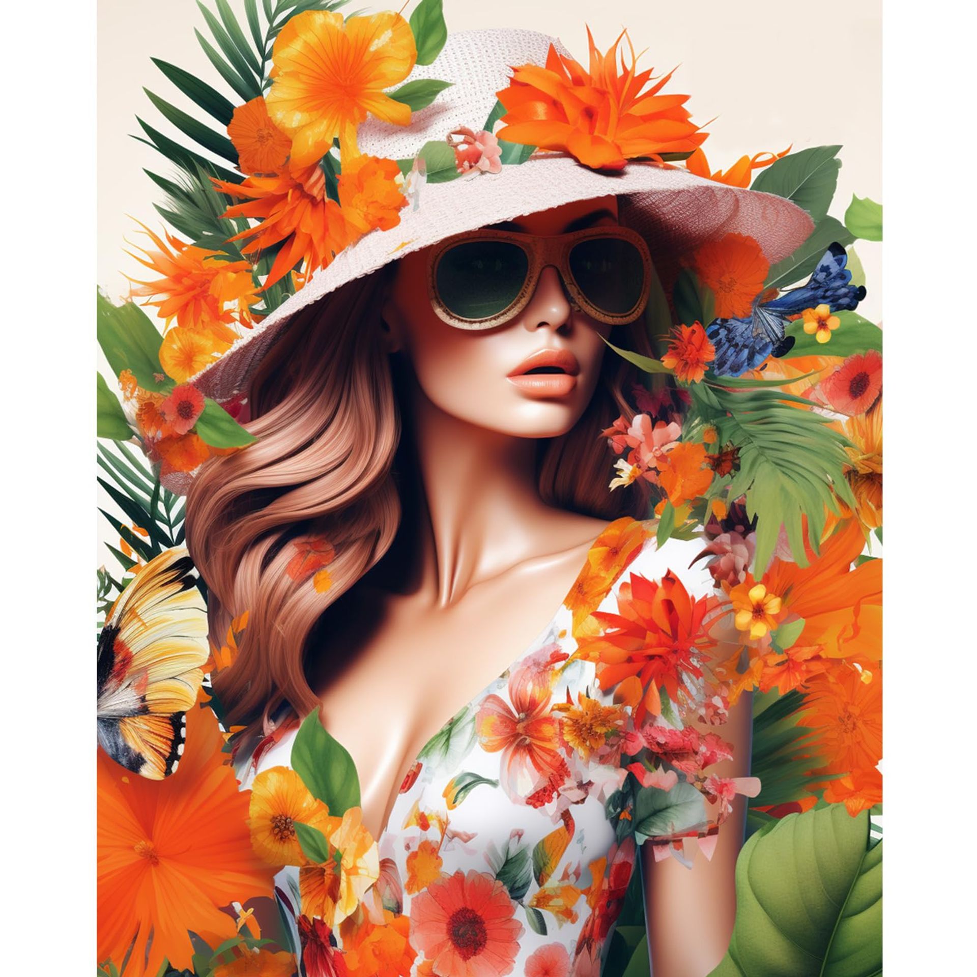 Paint by Numbers Kit for Adults & Beginners - Orange Poster Woman, Acrylic on Canvas, 16x20in