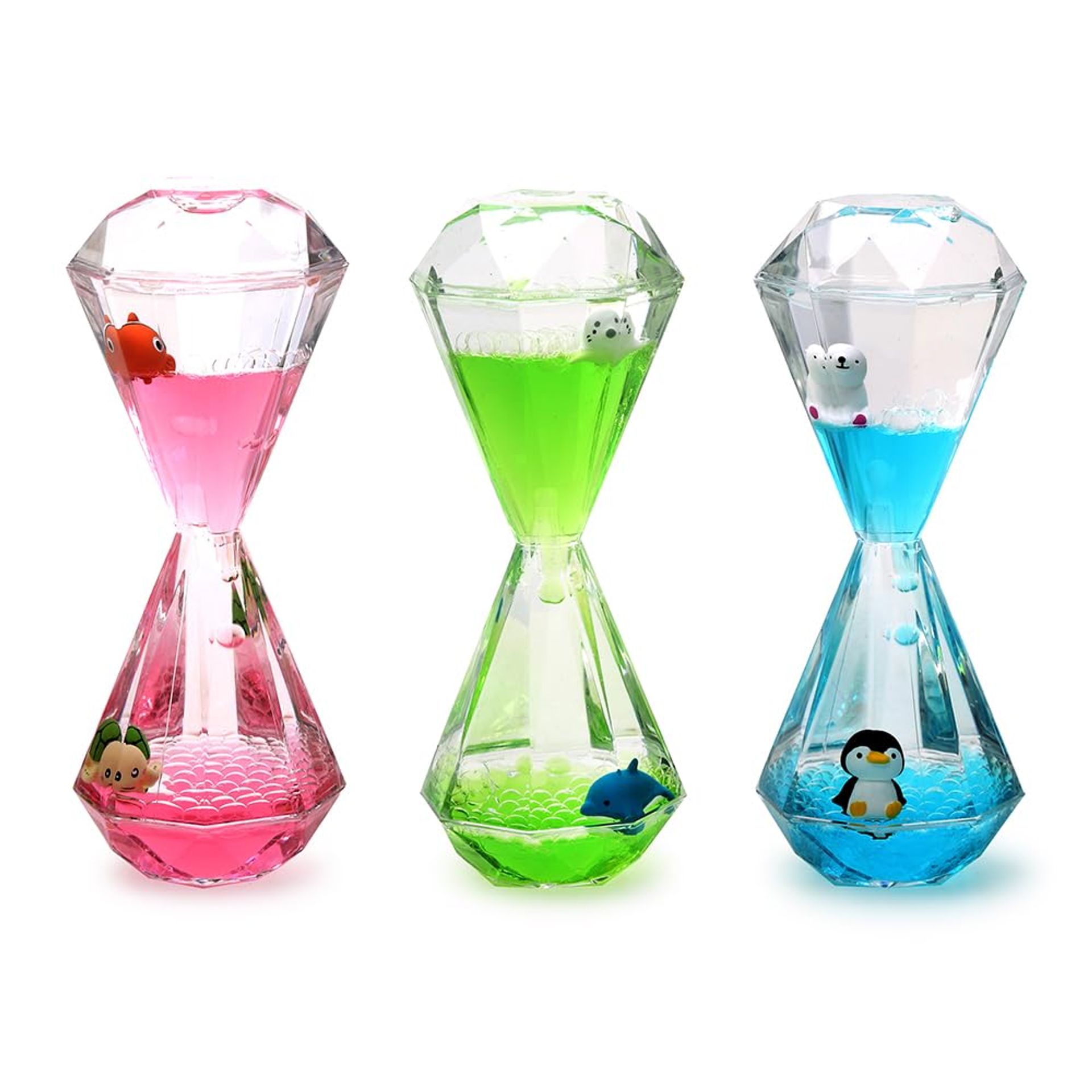 3 Pack Liquid Motion Bubbler Sensory Toys for Relaxation - Calming Stress Relief Hourglass Toy