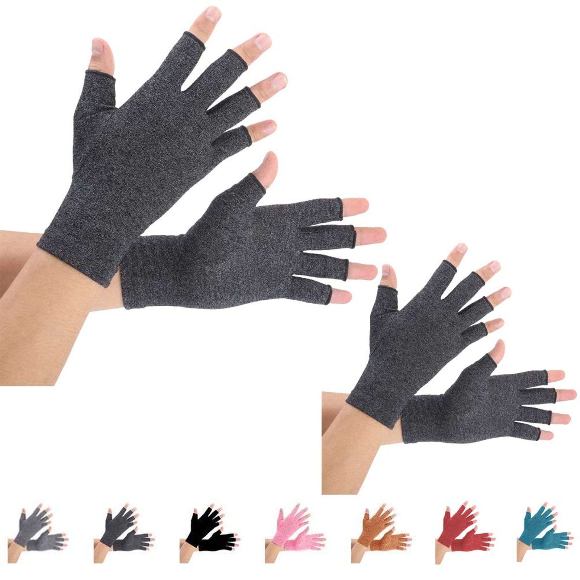 2 Pairs Compression Arthritis Gloves for Pain Relief and Support in Rheumatoid, Osteoarthritis, RSI, Carpal Tunnel (L, Black)