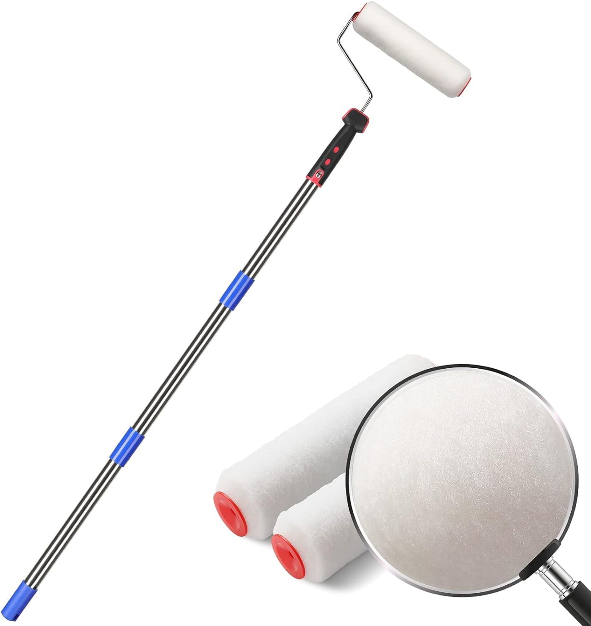 4ft Paint Roller Extension Kit with Stainless Steel Pole & Mural Brush for Walls, Floors & Ceilings
