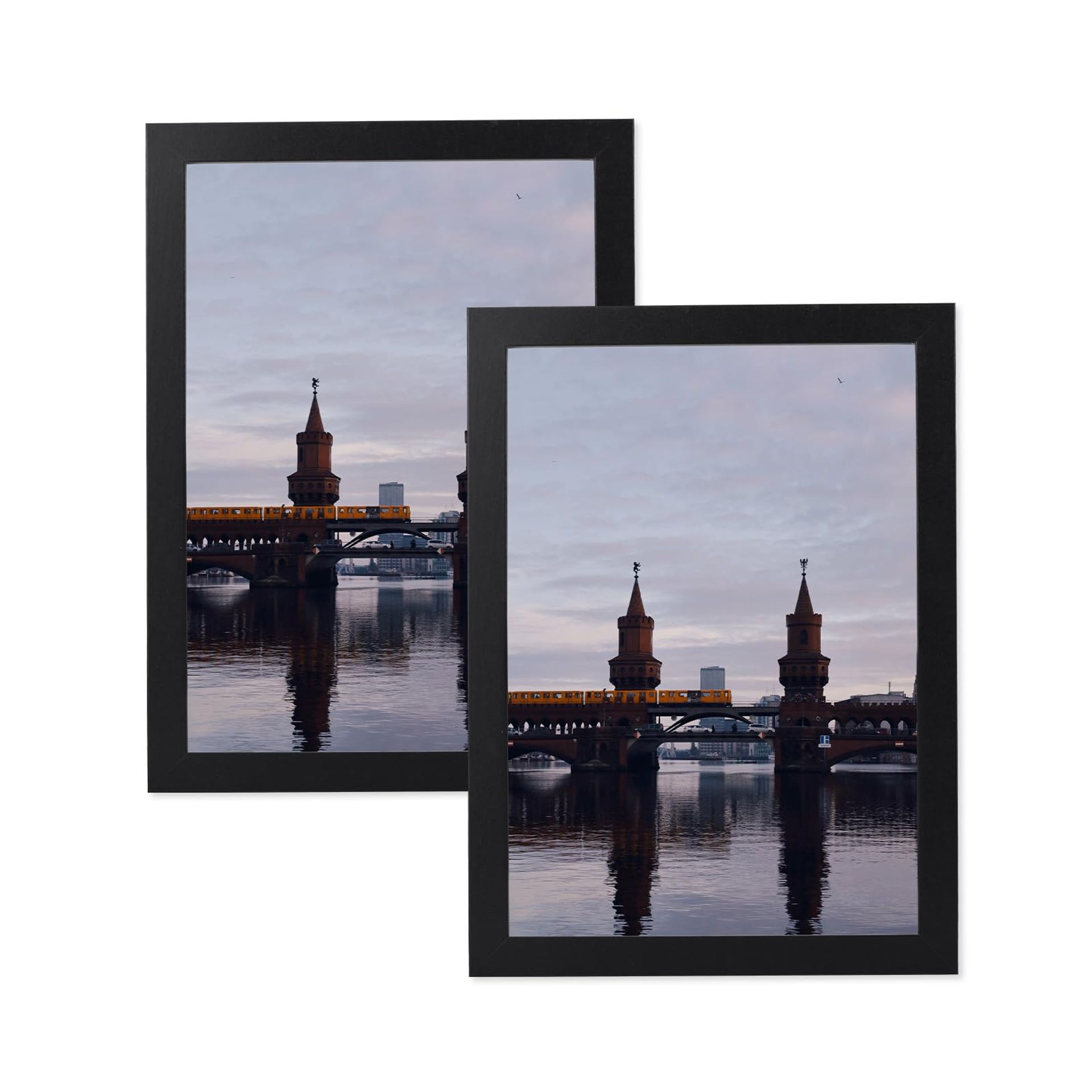 Elegant Black Wooden Picture Frame Set 8x10IN-20x25cm with Perspex - Freestanding & Wall Mount - Valentines