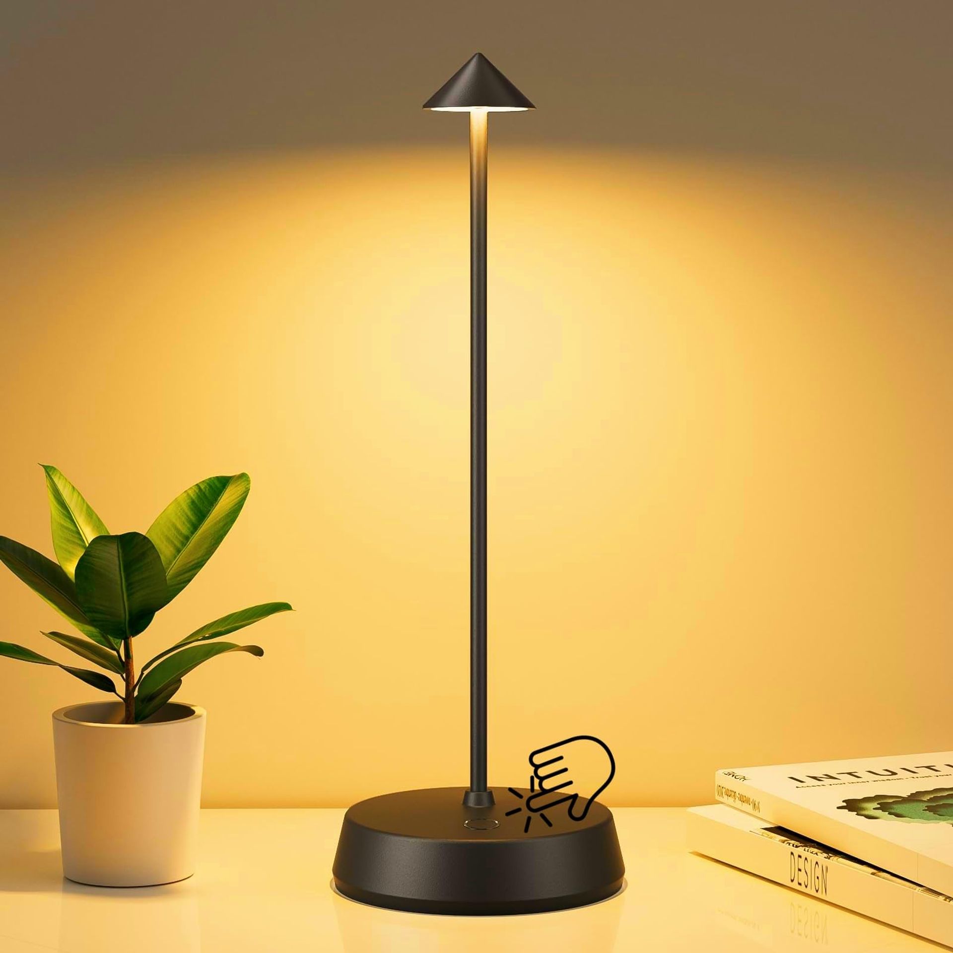 Rechargeable Cordless LED Table Lamp, 6000mAh Portable Touch Dimmable Light with Waterproof Design for Bedroom, Living Room & Bar