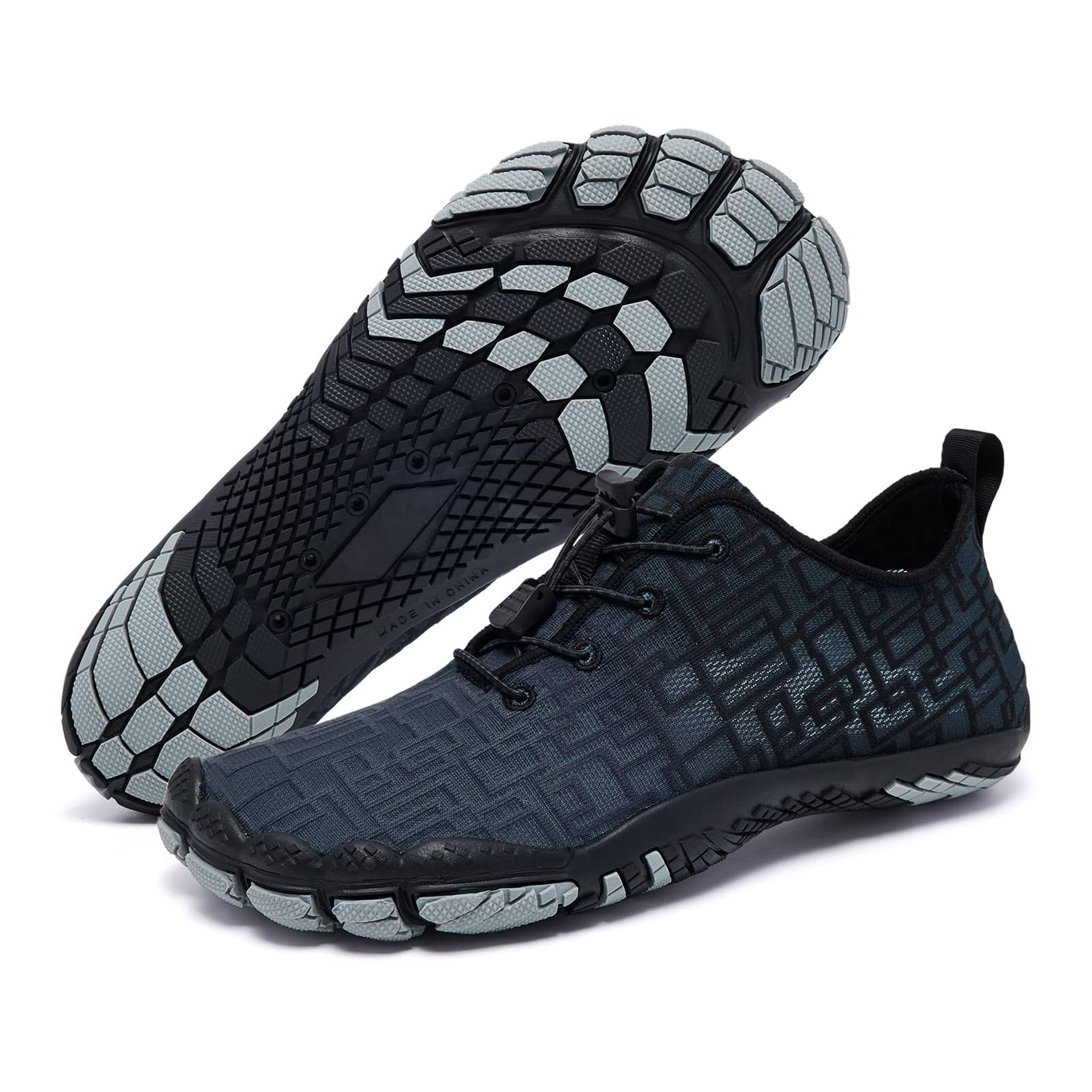 Quick Dry Aqua Shoes for Water Sports, Hiking & Beach Use - Grey/Black UK 9