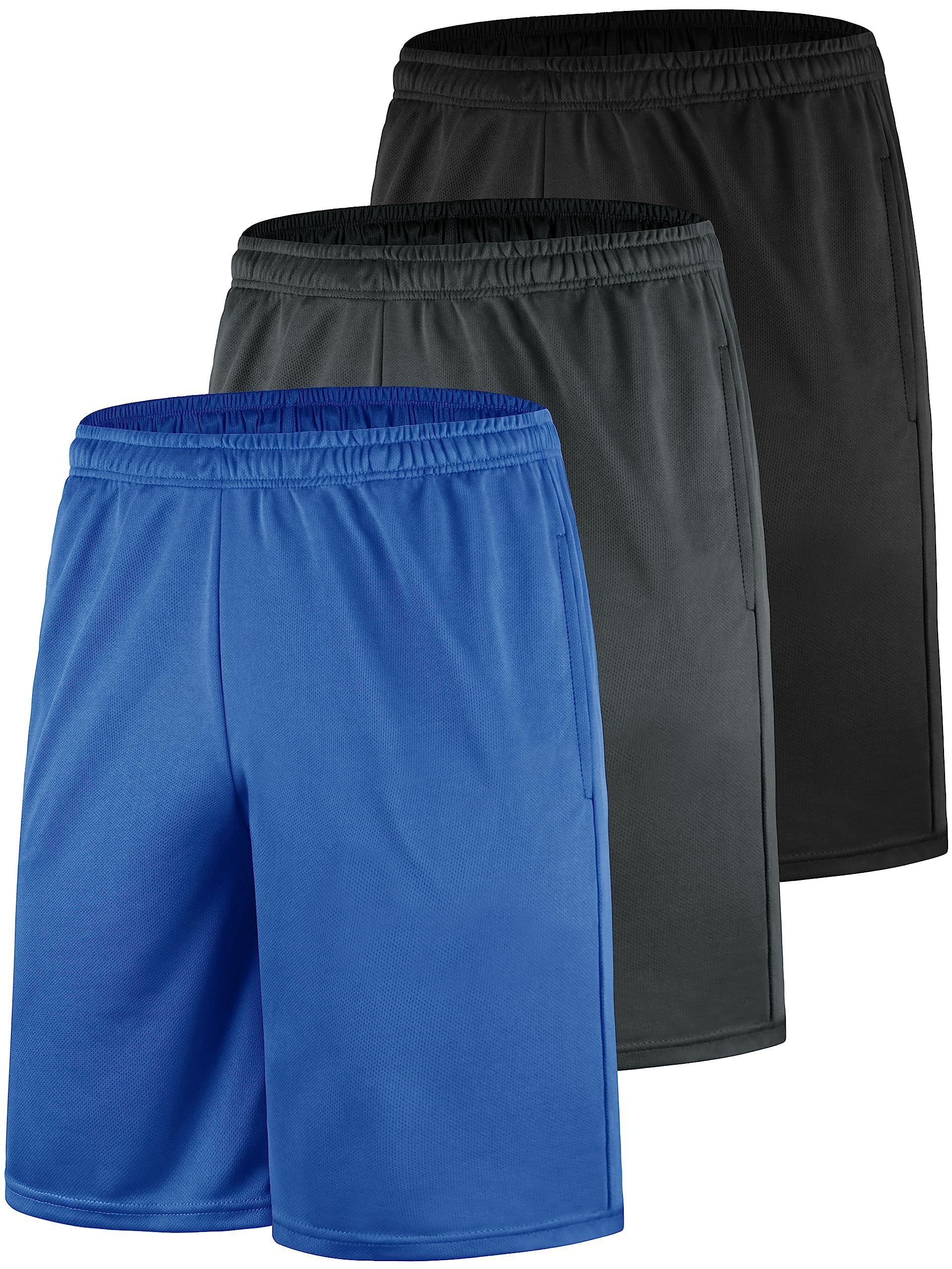 Teesmen Men's Quick Dry Sports Shorts 3-Pack - Breathable Gym Activewear (Multicolor Set 1-S)