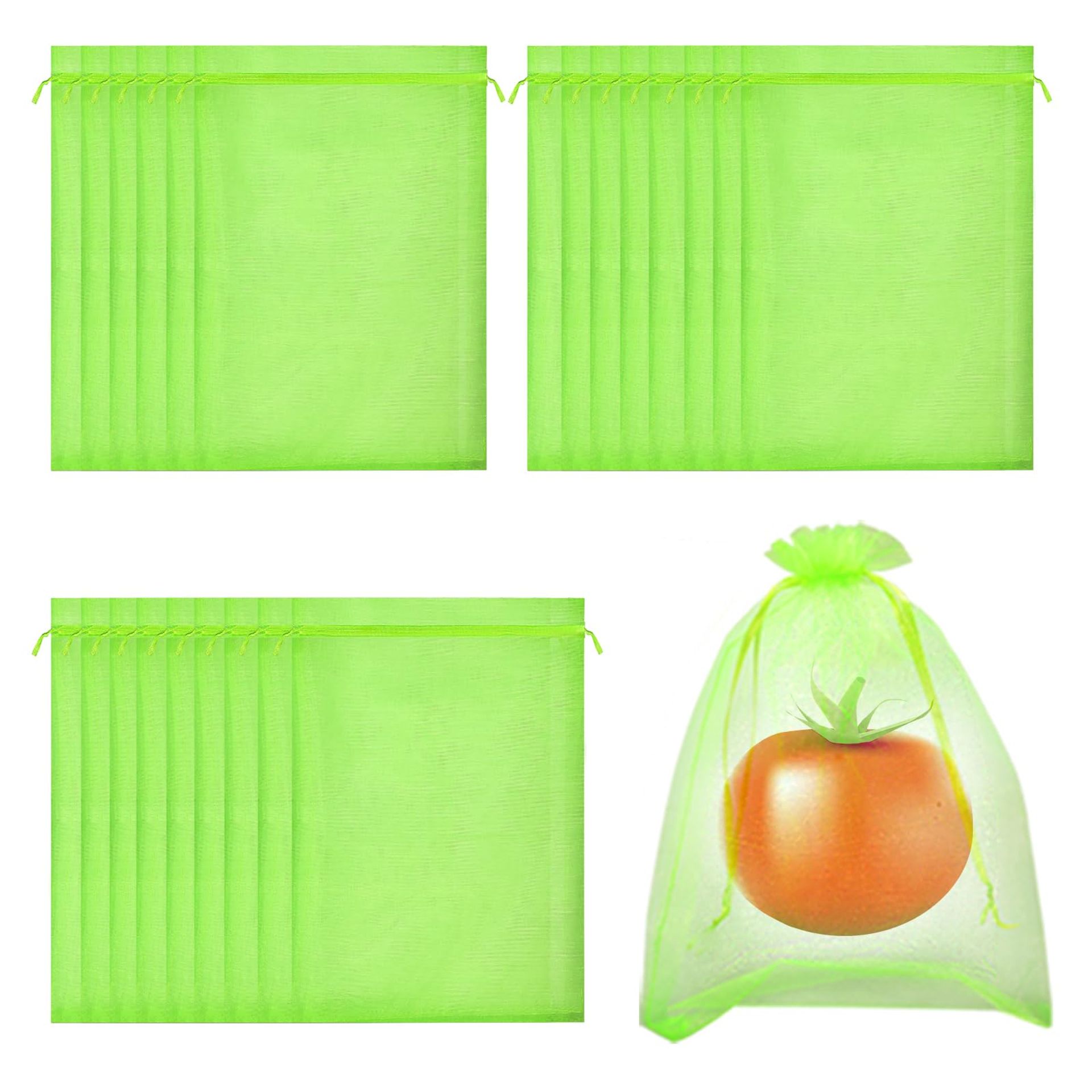 100PCS Garden Mesh Fruit Protection Bags 20x30cm – Reusable Green Netting to Protect Berries, Tomatoes & Plants from Birds & Insects