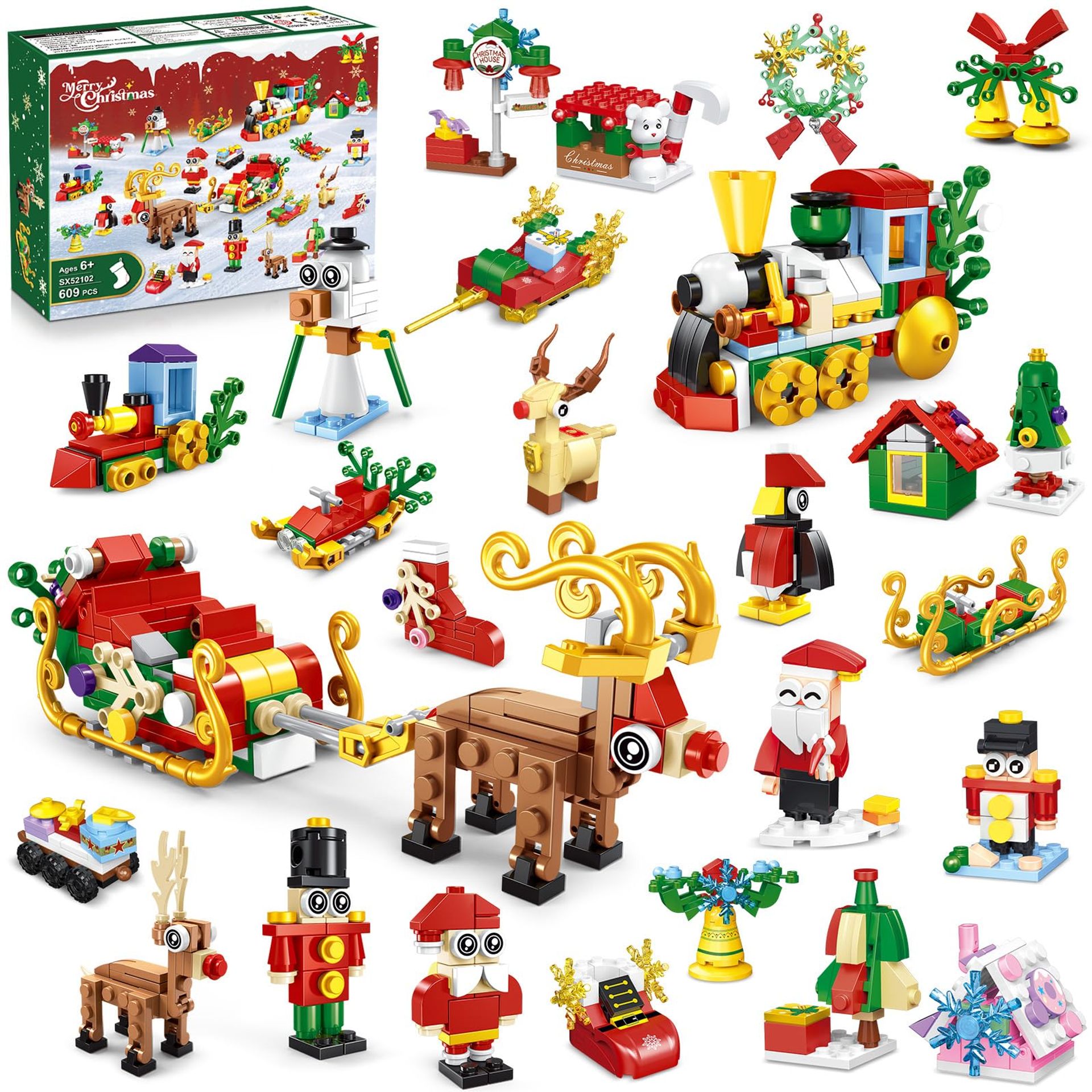 Christmas Building Toy 24 Pack - 50 Models, 609 PCS, Festive Fun for Ages 6-12, Great Xmas Gift