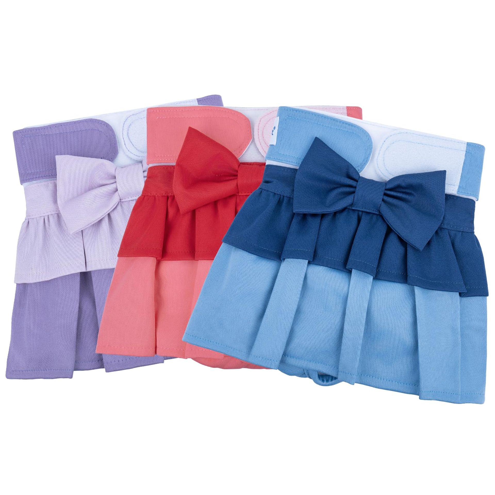 Washable Female Dog Nappies 3-Pack Reusable Period Pants Super Absorbent Leak-Proof Design - Solid XS