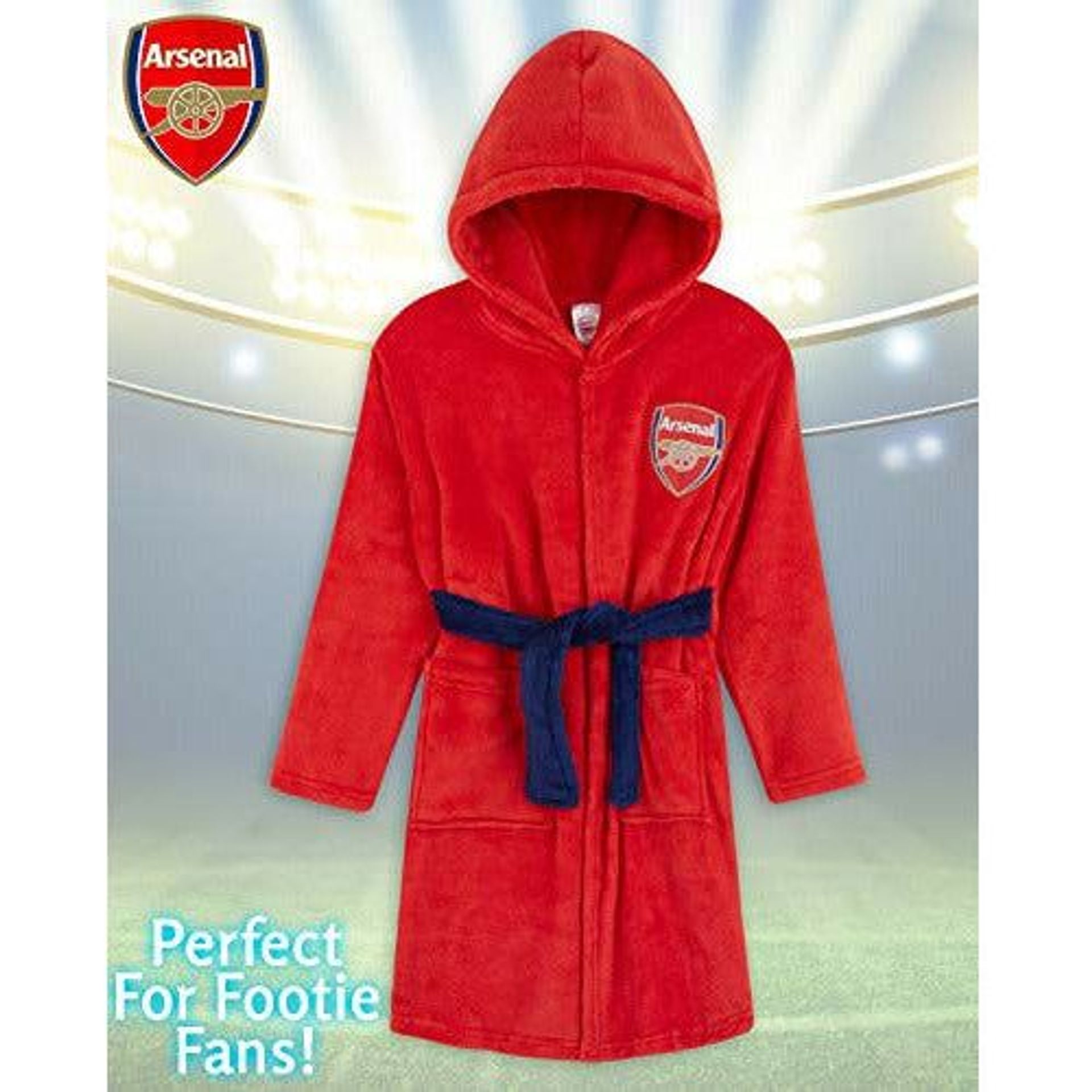 Arsenal F.C. Badjas voor kinderen, fleece ochtendjas voor jongens, tieners en kinderbadjas 3-14 jaar, officiële voetbalfan-merchandise