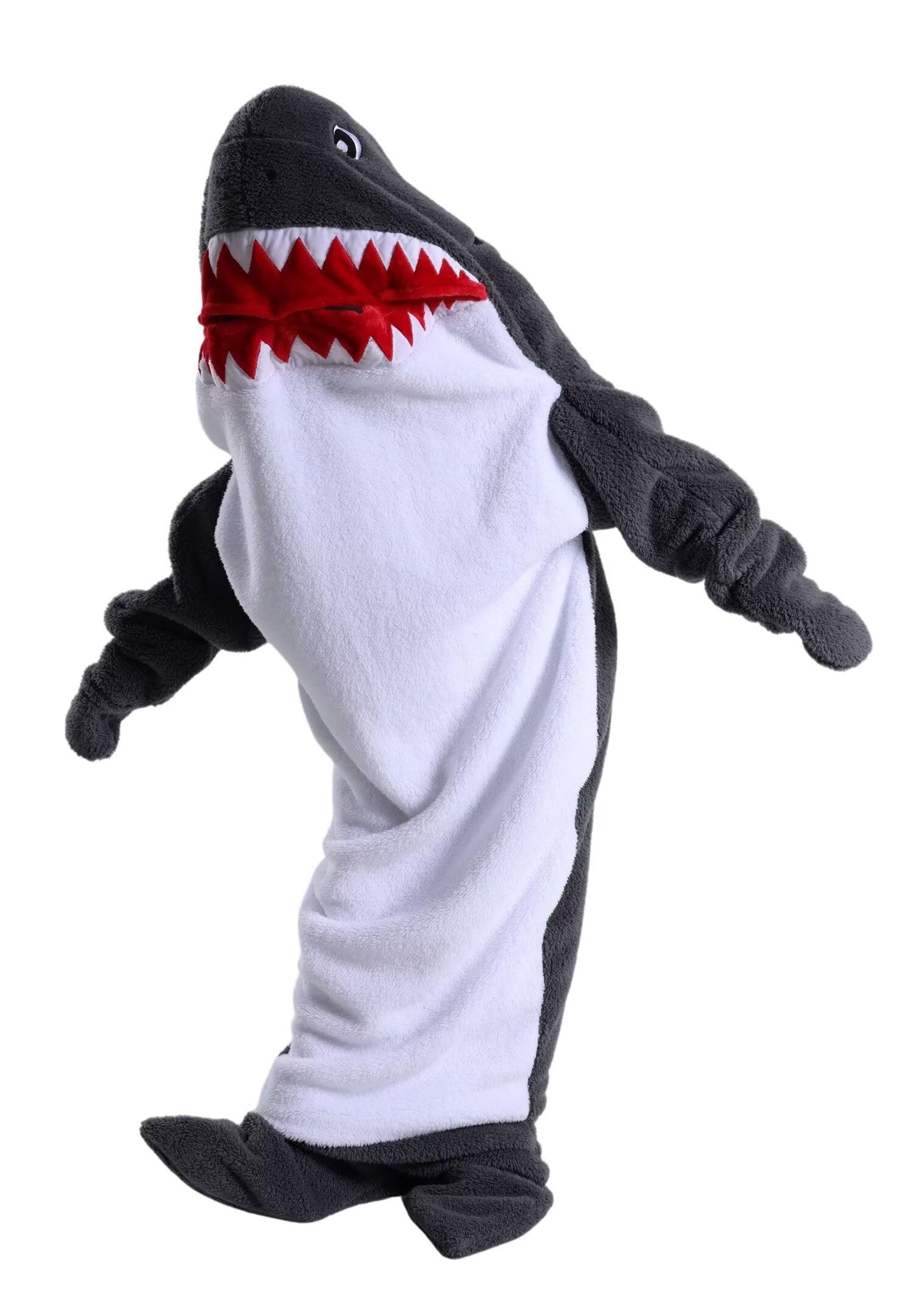 Shark Sleeping Bag One-Piece Pyjamas Wearable Blanket Animal Cosplay Costume Unisex Loungewear - Dark Grey XL