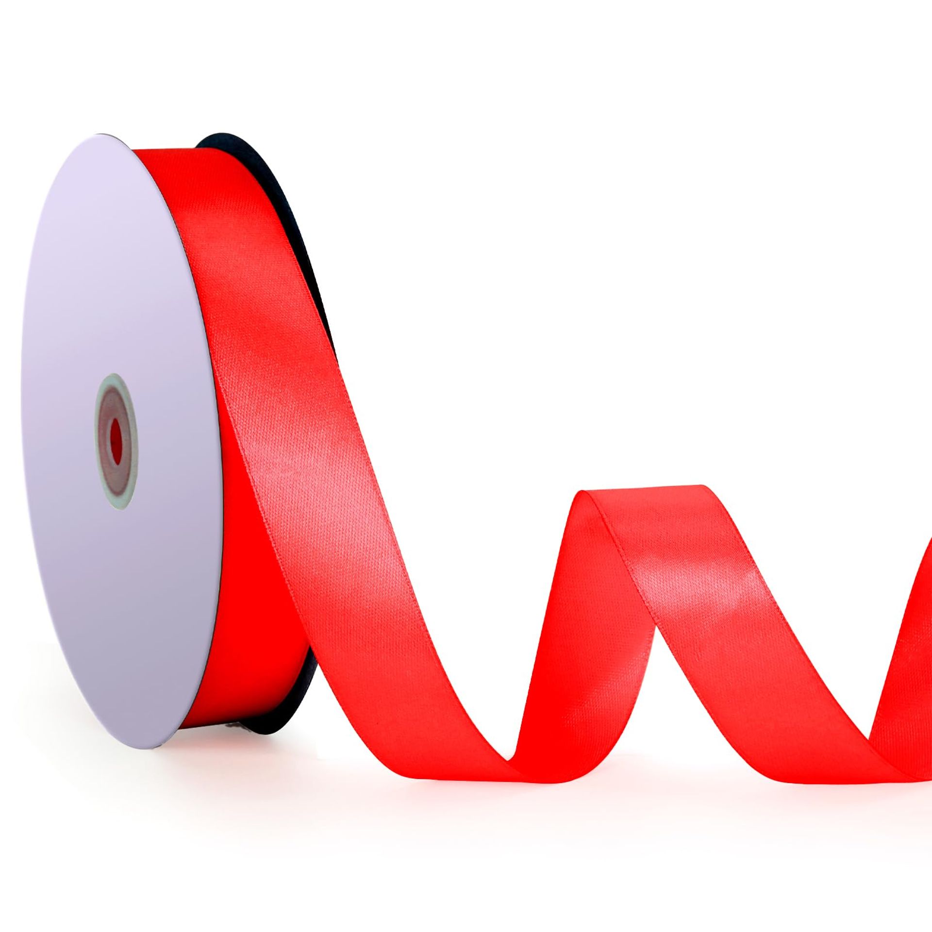 Christmas Red Satin Ribbon, 25mm x 92m Roll, Ideal for Crafting & Gift Wrapping - Valentines