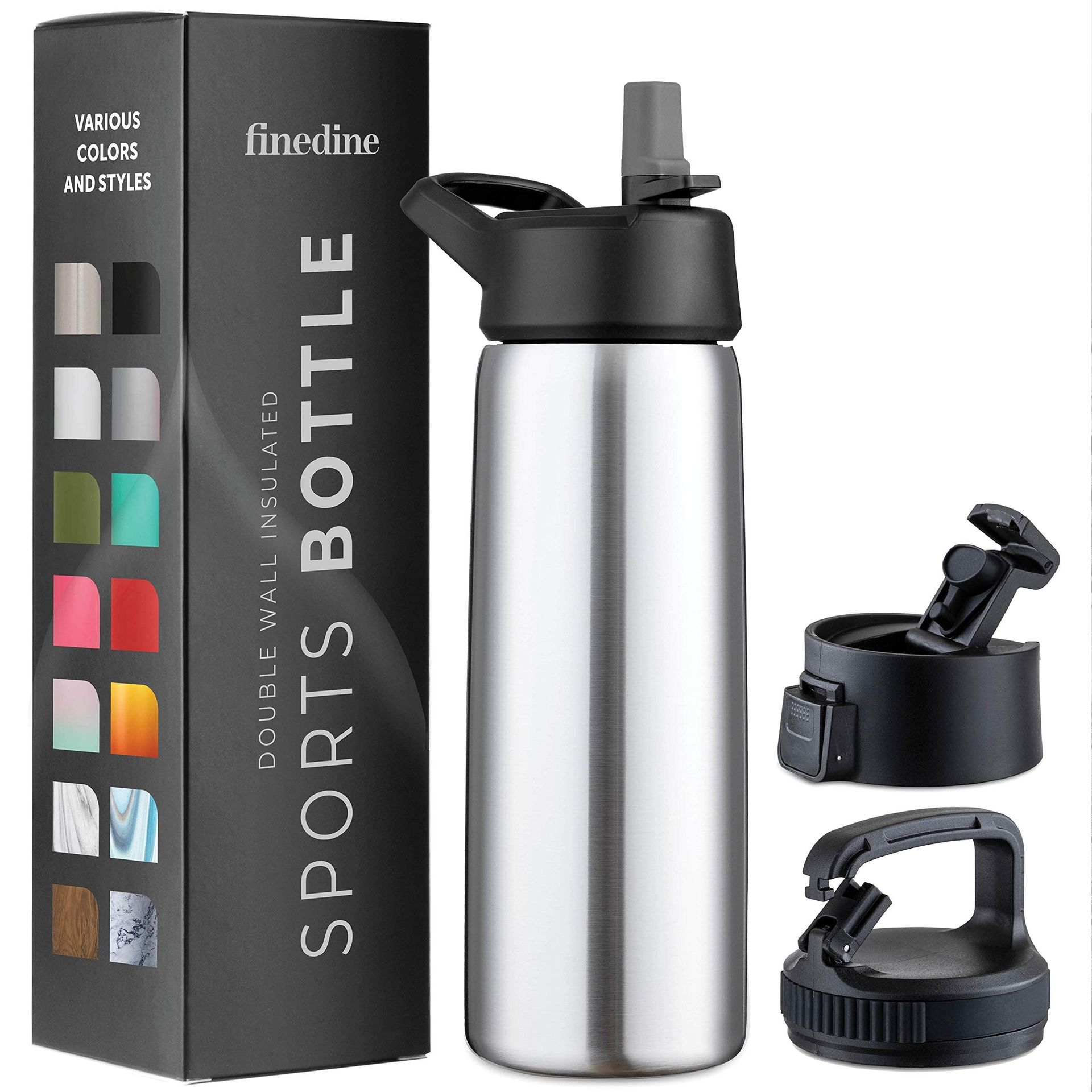 Triple Insulated Stainless Steel Water Bottle 750ML, Straw & Flip Top Lid, Keeps Hot & Cold, Ideal for Hiking & Biking