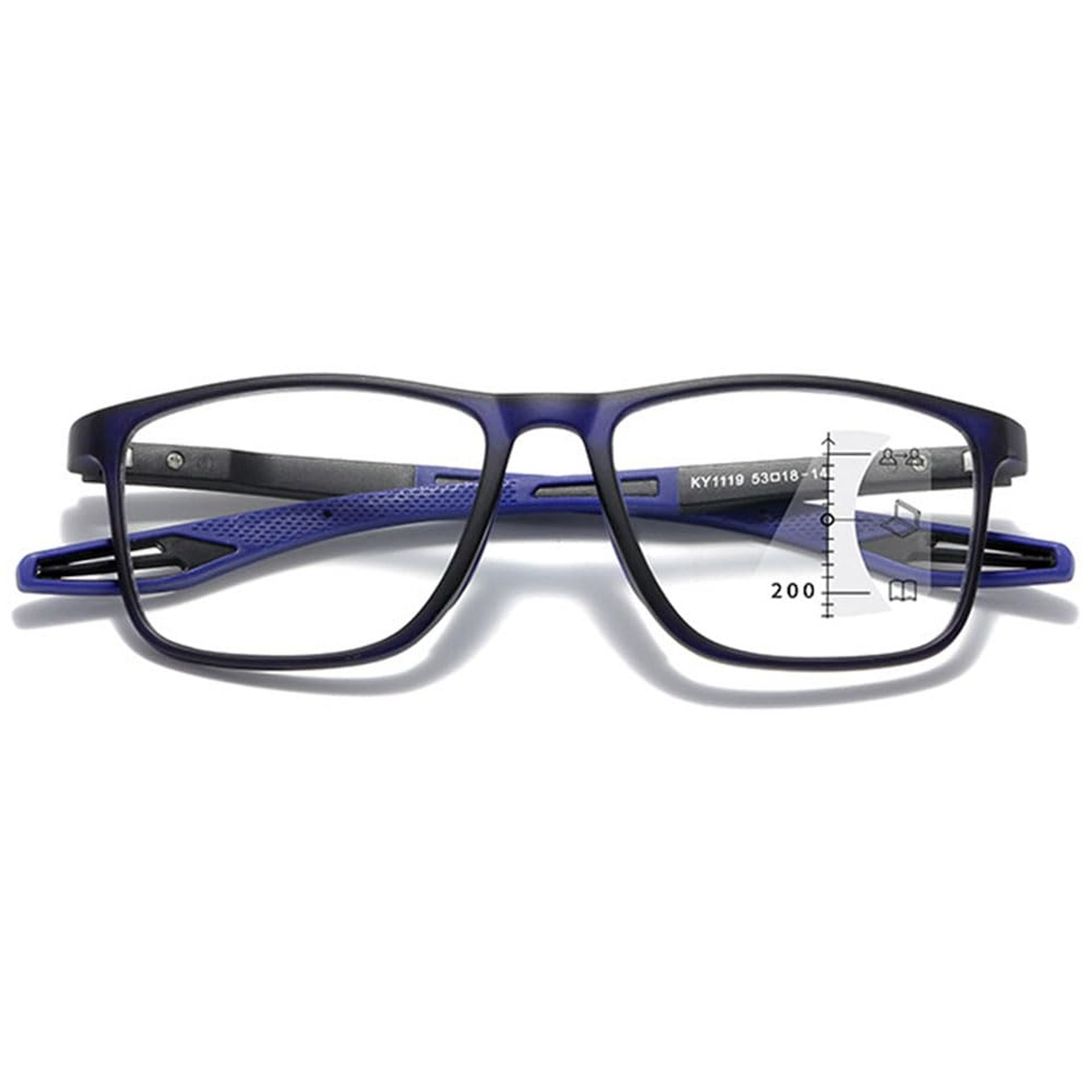 Varifocal Reading Glasses Progressive Multifocus Lightweight TR90 Frame - Blue 1 Pcs
