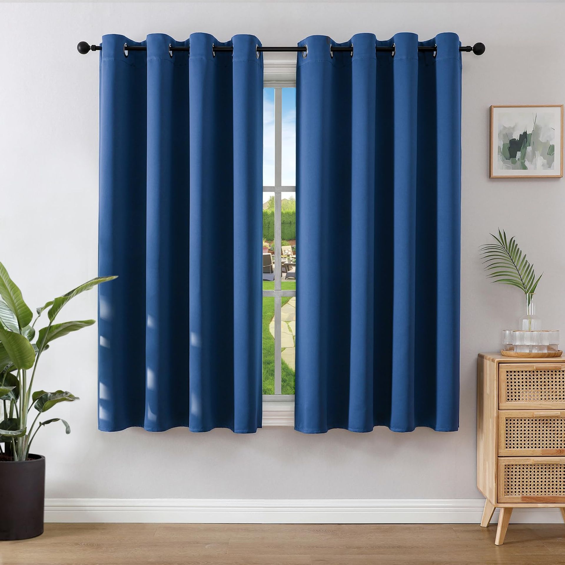 Blackout Curtains 66x90in Eyelet Design, Thermal Insulated Energy-Saving Drapes for Bedroom, 2 Panels - Royal Blue