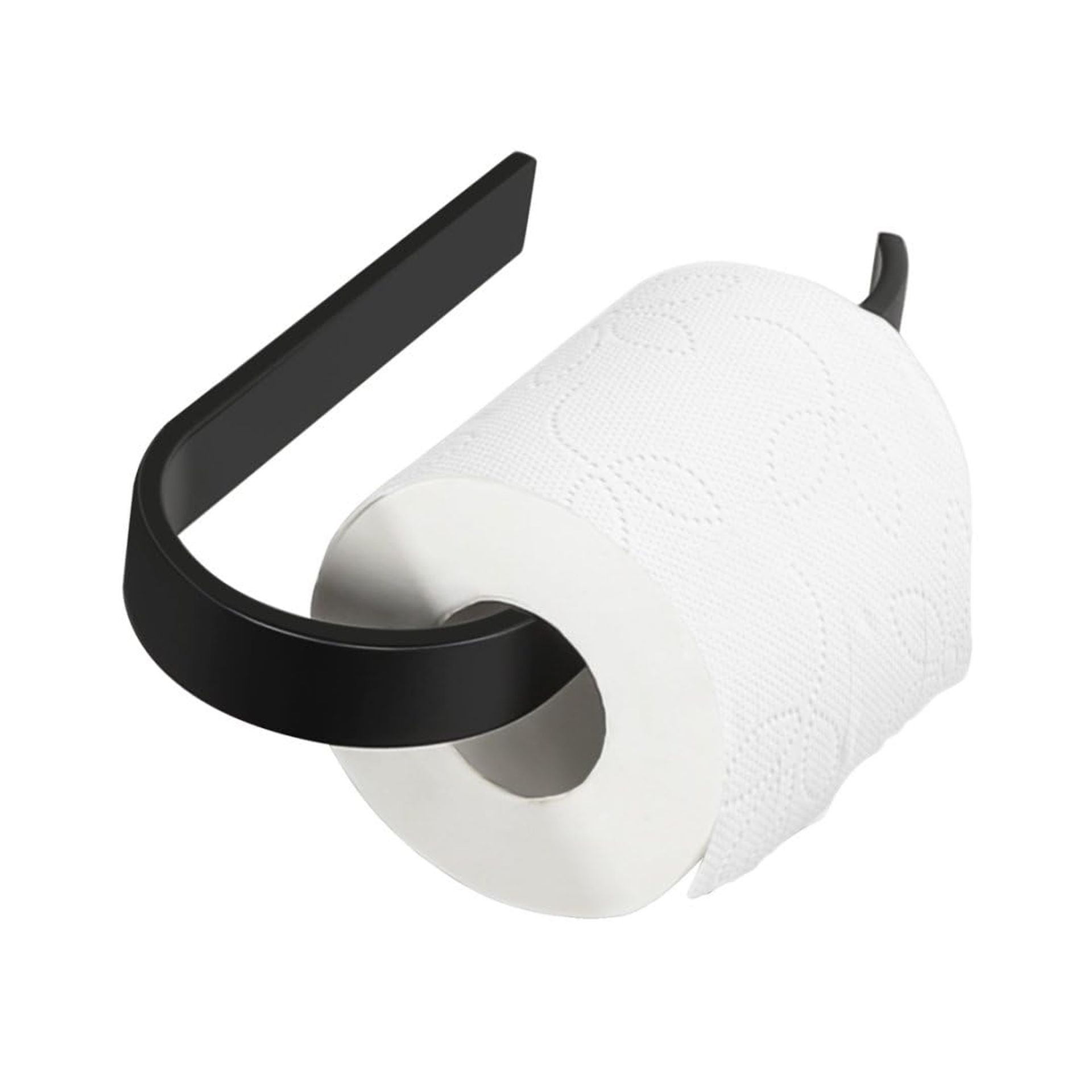 Self Adhesive Toilet Roll Holder SUS304 Stainless Steel No Drilling Bathroom & Kitchen Accessory - Matte Black