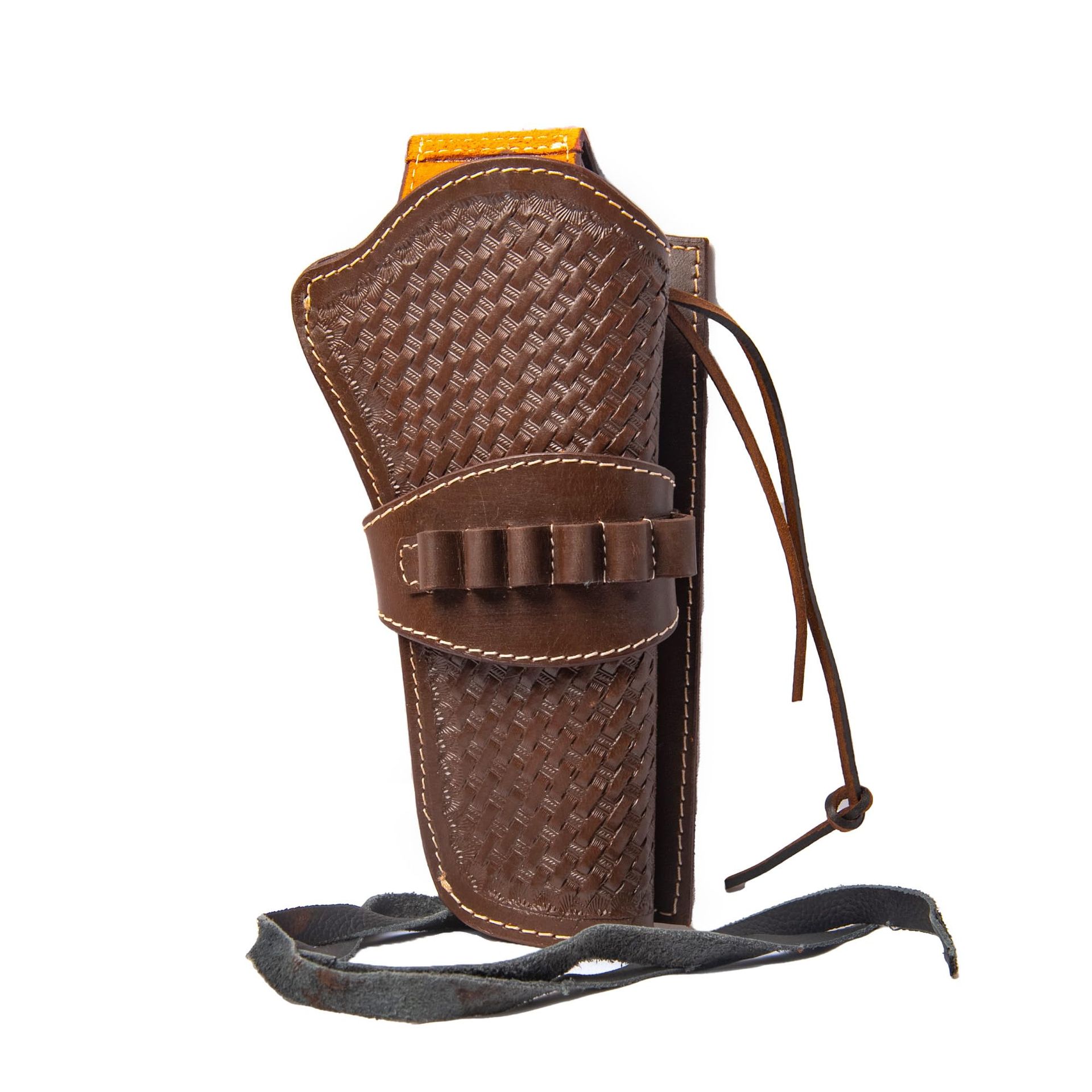 Leather Cowboy Gun Holster with Ammo Loops for .45 & .44 Cal Western Revolvers - Brown Right 45 Caliber