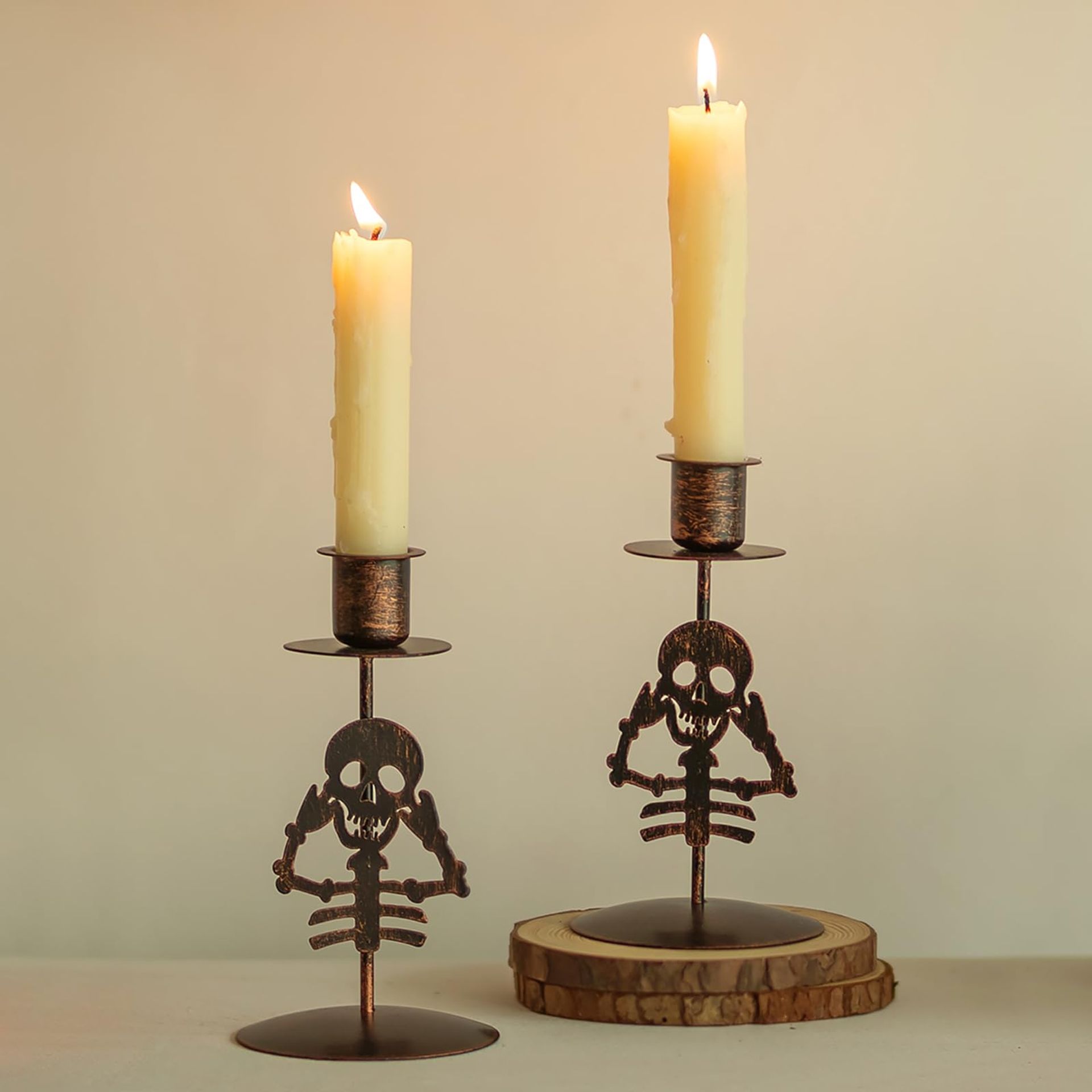 Sziqiqi Skeleton Candlestick Holders For Halloween: Black Gothic