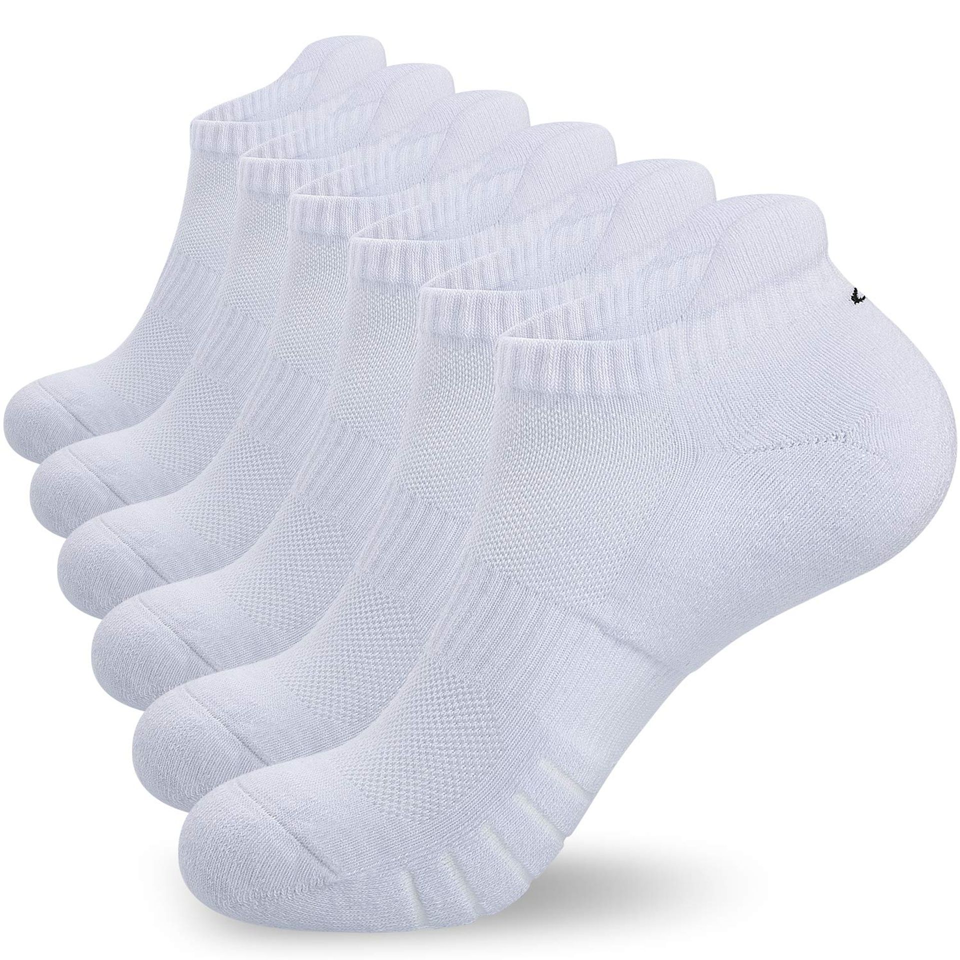anqier 6 Pairs Running Socks Athletic Socks Cushioned Trainer Socks for Men Women Ladies Ankle Sports Socks Cotton Low Cut Walking Socks