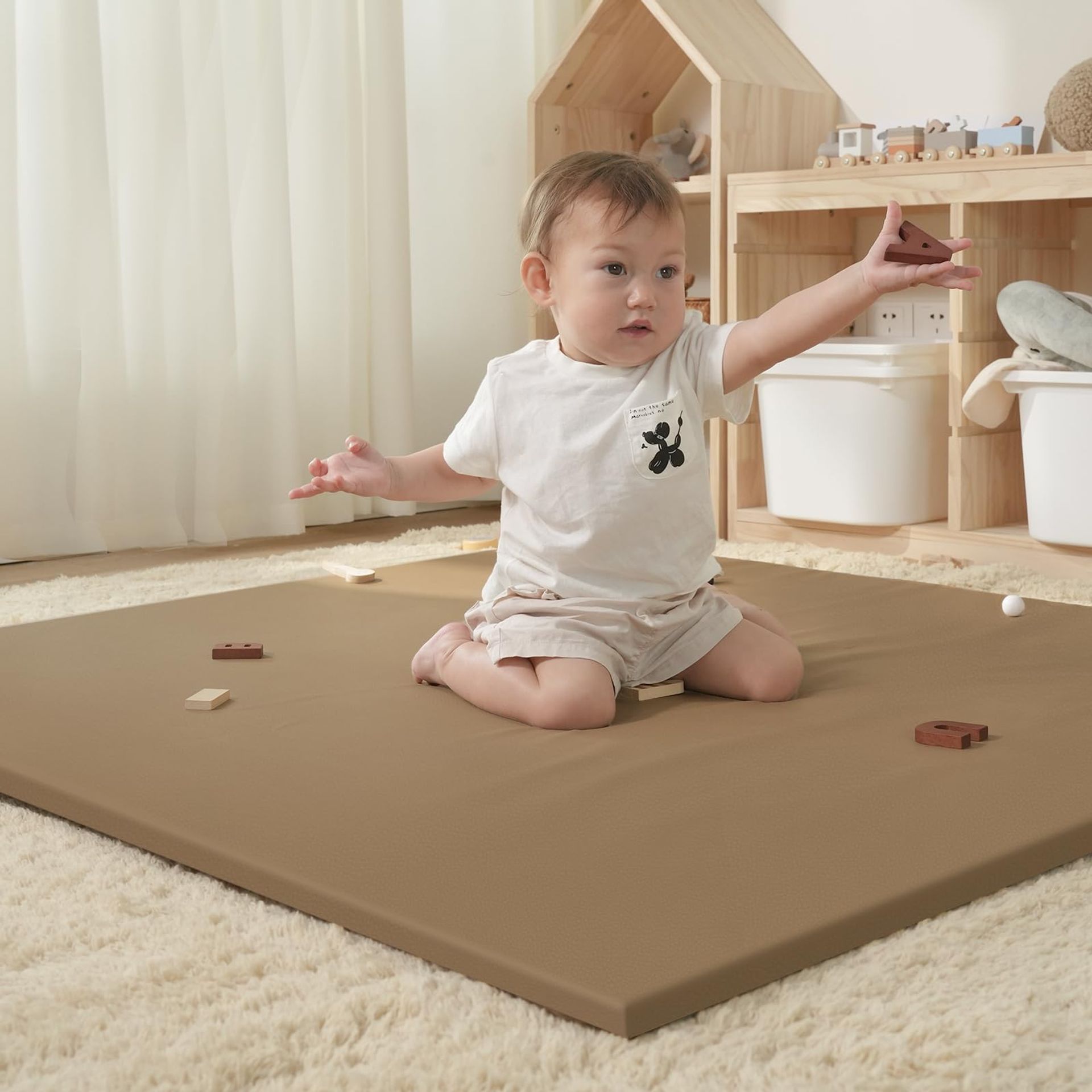 Waterproof Baby Play Mat Easy-Clean Thick Foam Floor Mat for Infants, Kids and Toddlers - Retro Green 47*47 in