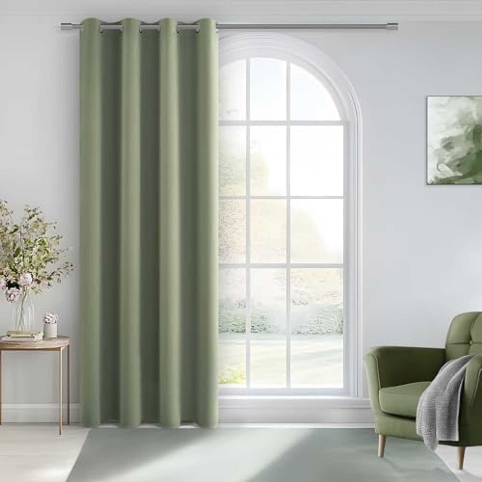 Thermal Blackout Door Curtain Sage Green 90x72in – Light Blocking & Privacy for Bedroom or Living Room