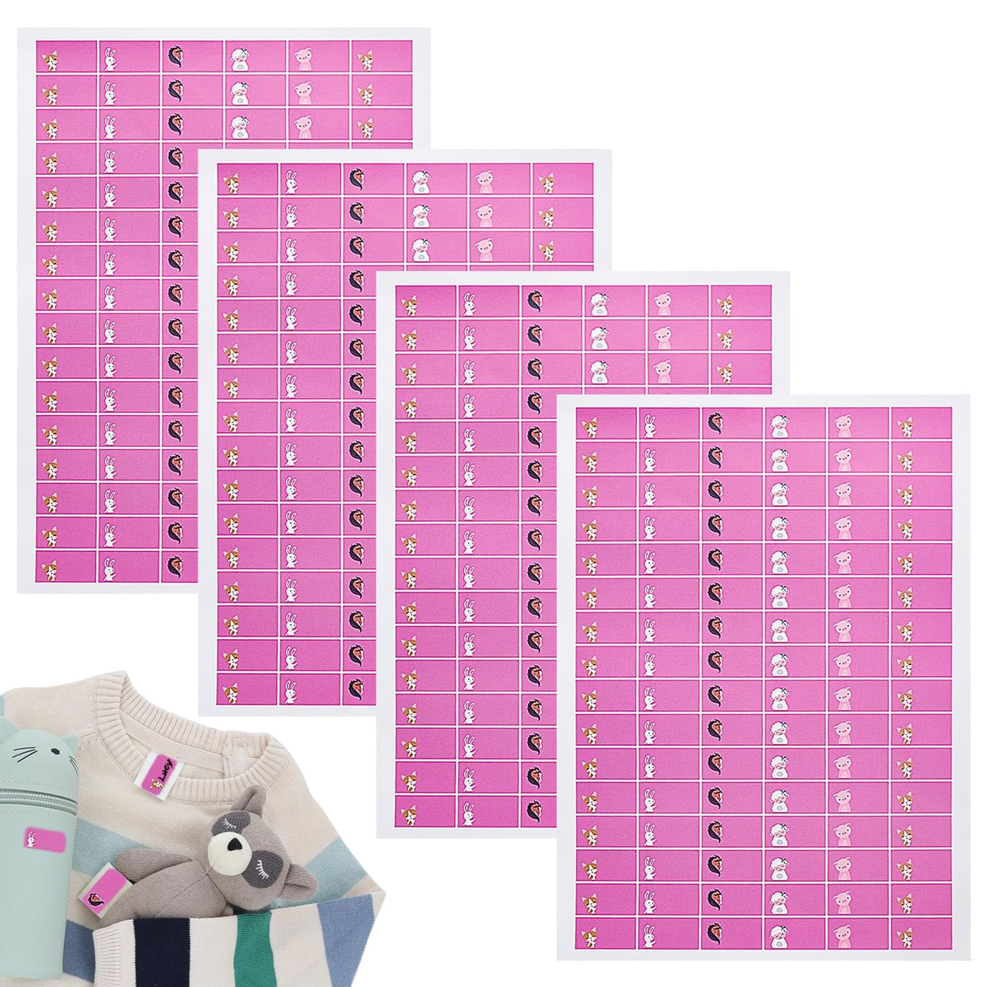 120 Pink Personalised No-Iron Name Stickers for School Books, Bottles, Bags - 120 Pieces
