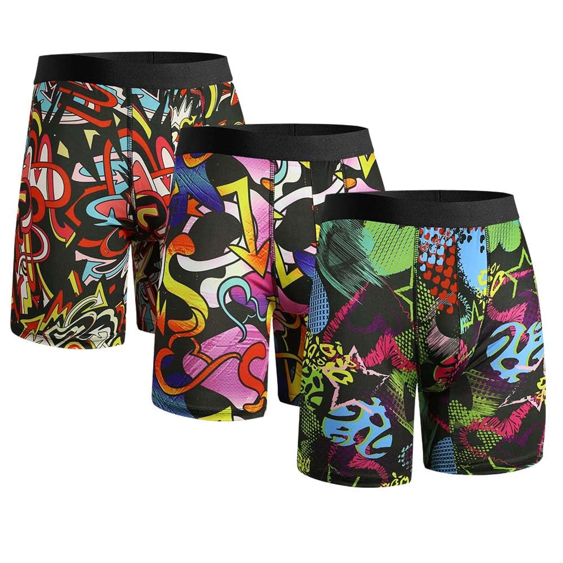 Men's Athletic Boxer Briefs Long Leg Trunks Quick Dry Breathable 3 Pack - K:3 Pack 3XL