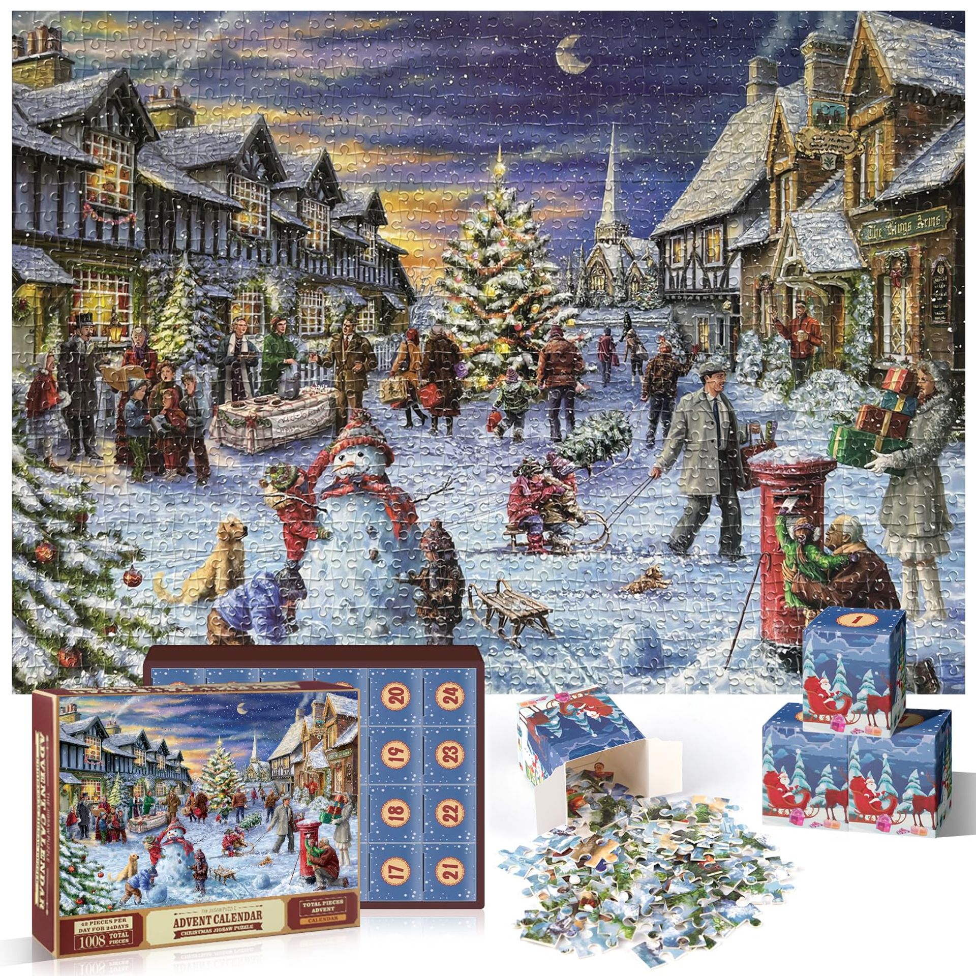 PYOCRD 2024 Christmas Jigsaw Puzzle Advent Calendar - 24 Box Countdown for Adults & Kids