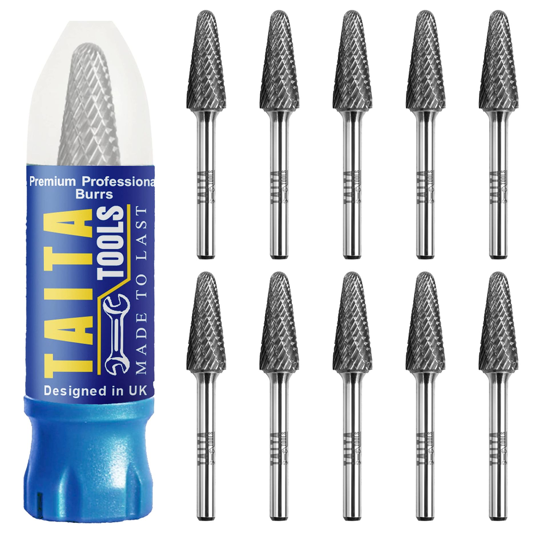 Tungsten Carbide Burr Double Cut Rotary Die Grinder Bit SL-4 for Metal & Woodworking - Silver 1/4" Shank