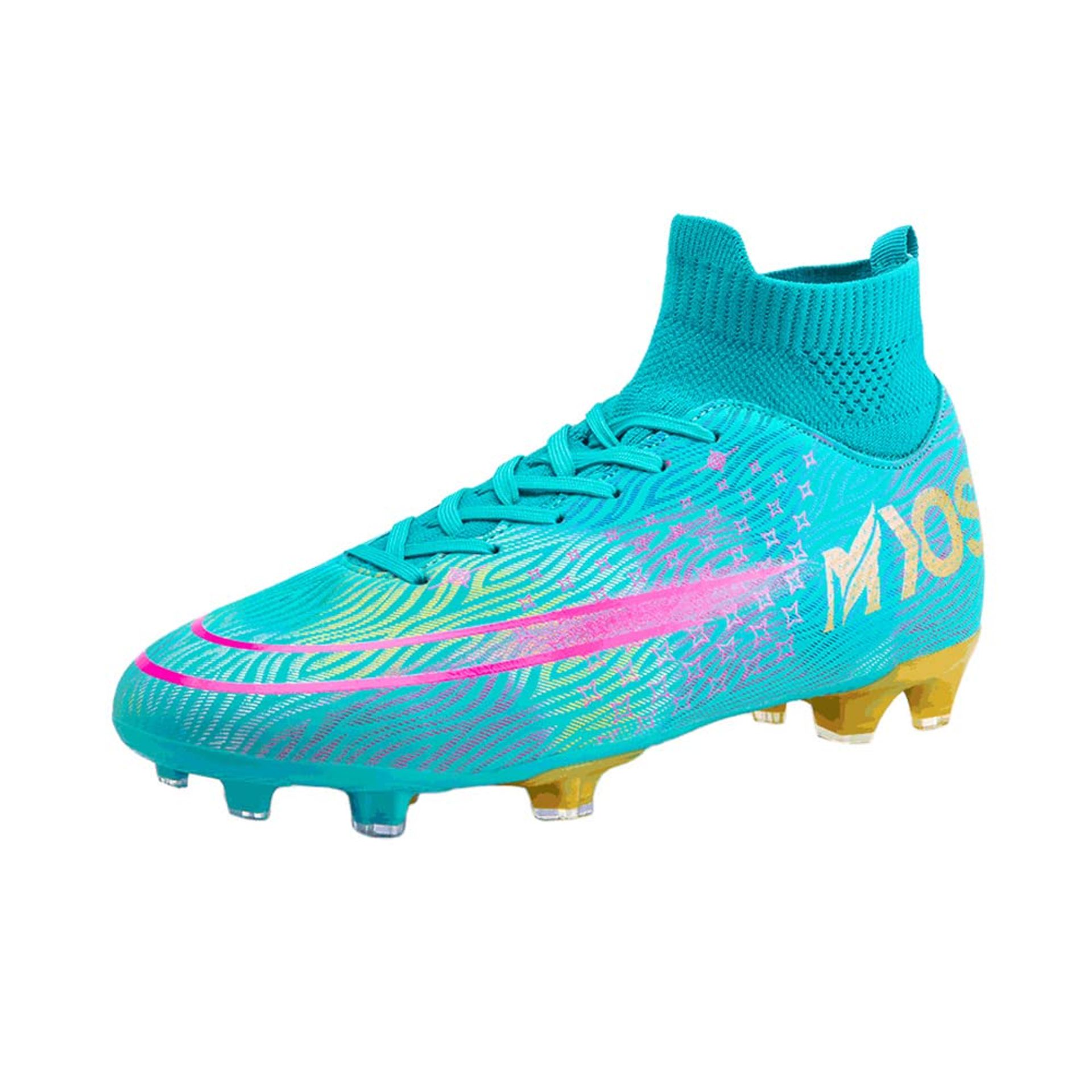 Men's High Top Football Boots Breathable Outdoor Lace Up Soccer Trainers - S1 UK 5