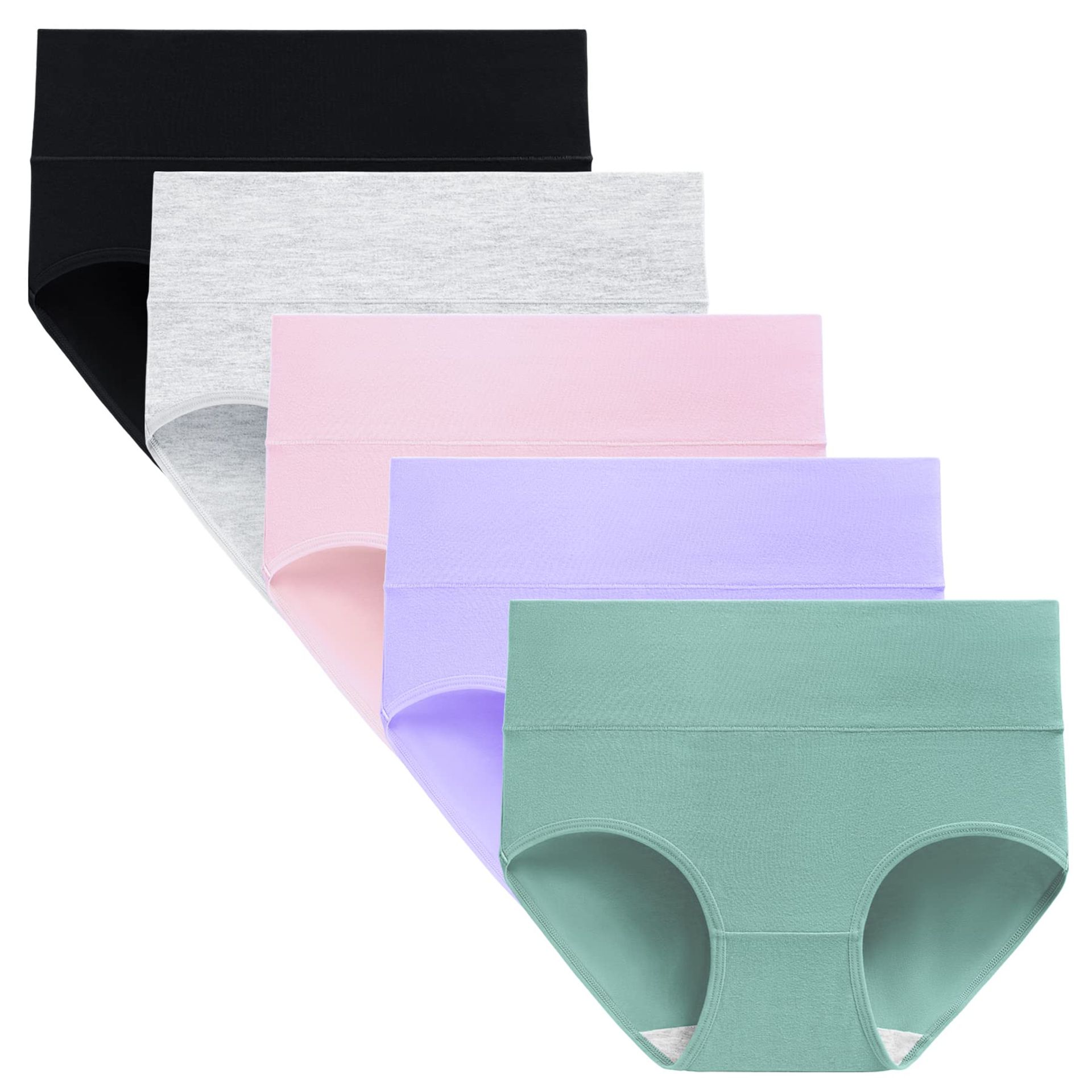 High Waist Postpartum Underwear for Women - Cotton Full Briefs, Tummy Control, Bright Multicolour (Size 16)