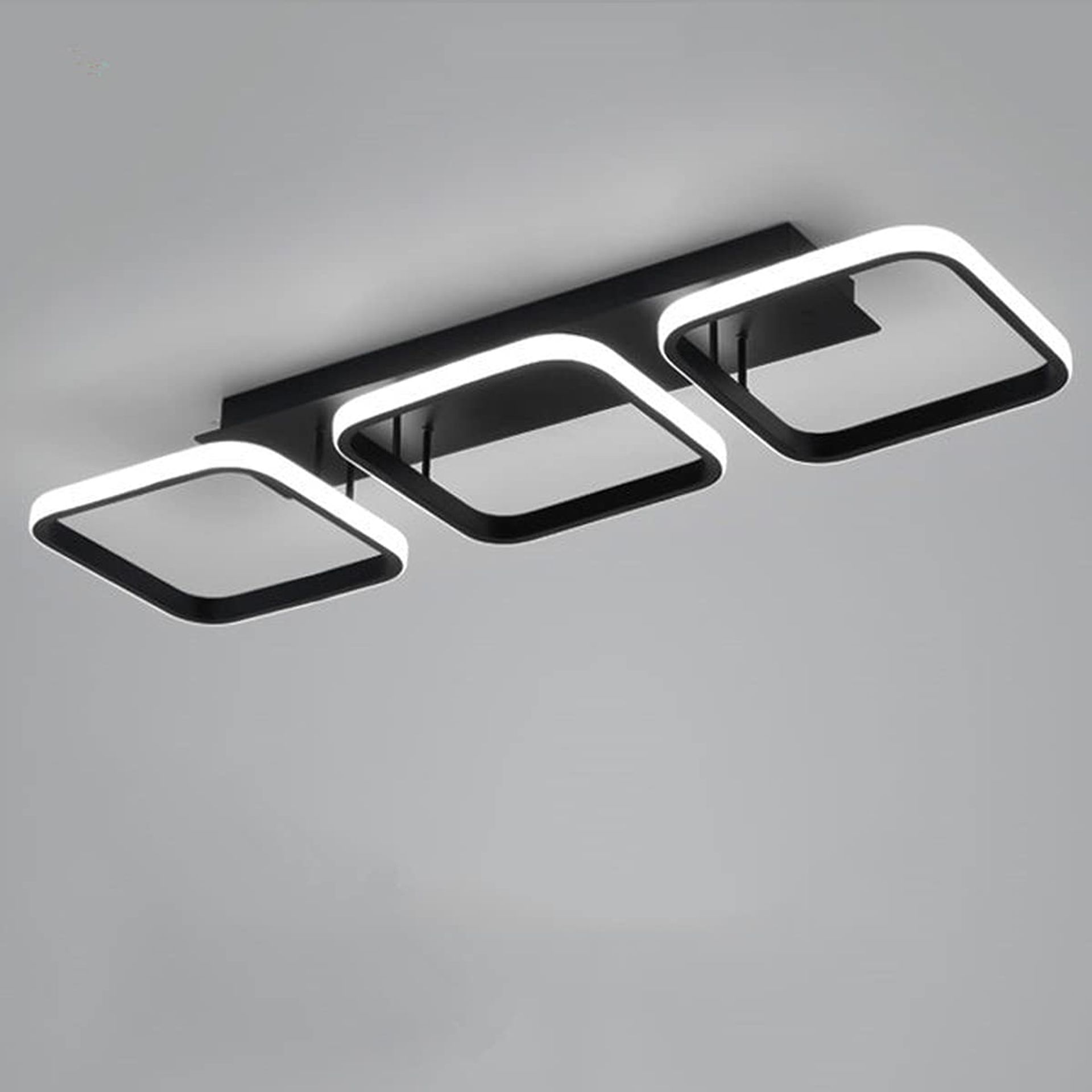 LED Ceiling Light Modern Square Design 33W Cool White 6000K for Living Room, Bedroom, Kitchen, Hallway - Black 54cm