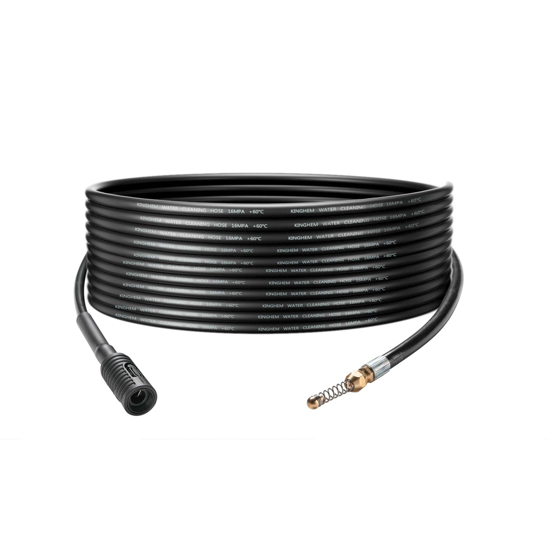 Pressure Washer Drain Pipe Cleaning Hose 10m Kit with Rotating Jet Nozzle for Bosch AQT & Aquatak Models - Black 10M