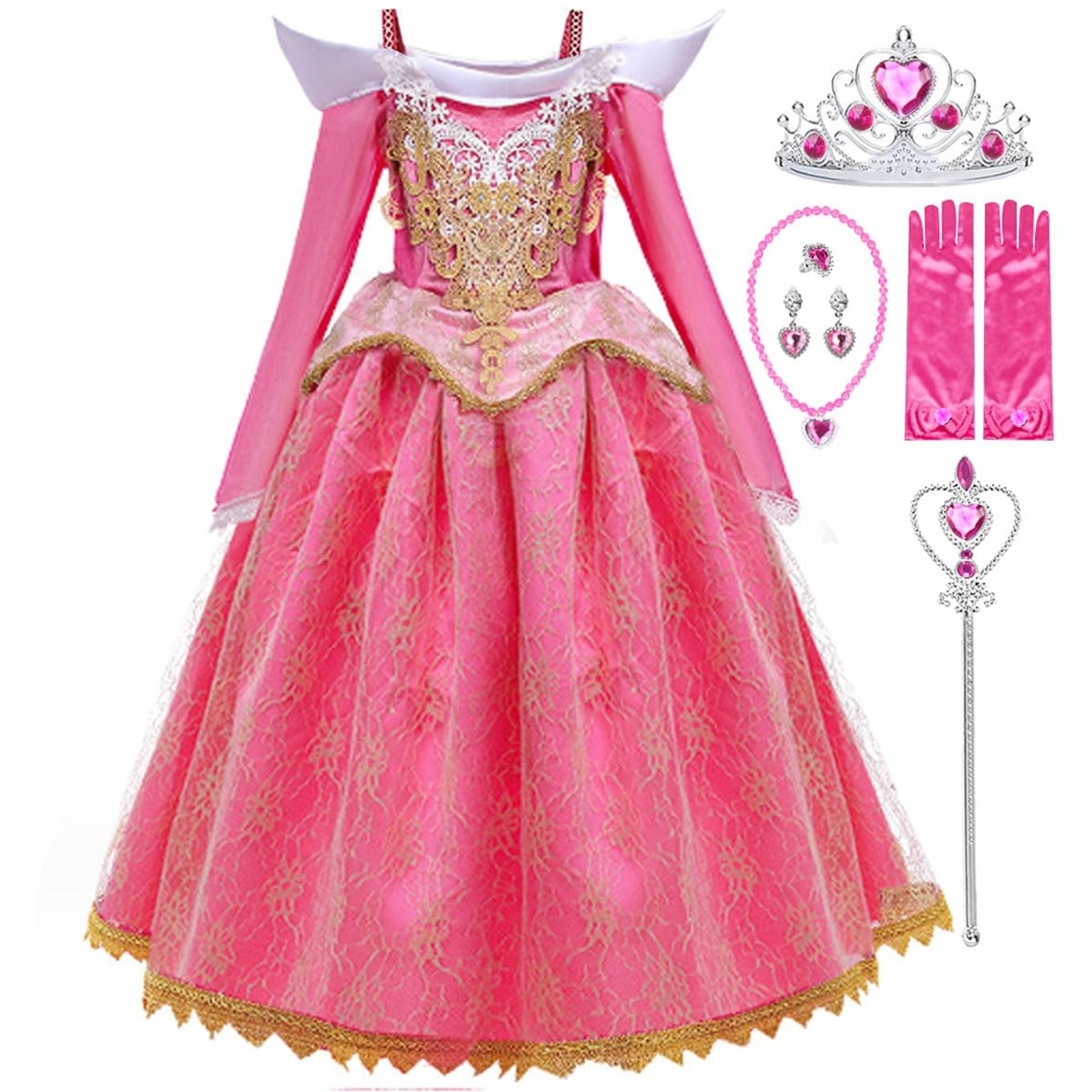 Girls Princess Fancy Dress Costume Sparkling Party Cosplay Outfit for Halloween & Carnival - Rosa B 3-4 Years