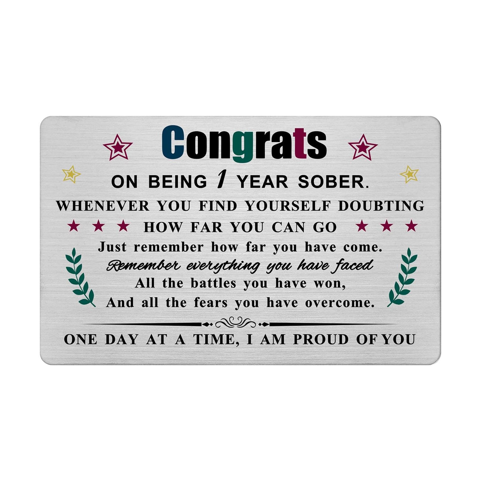 Sobriety Engraved Wallet Card - Inspiring AA Recovery Gift for Men & Women