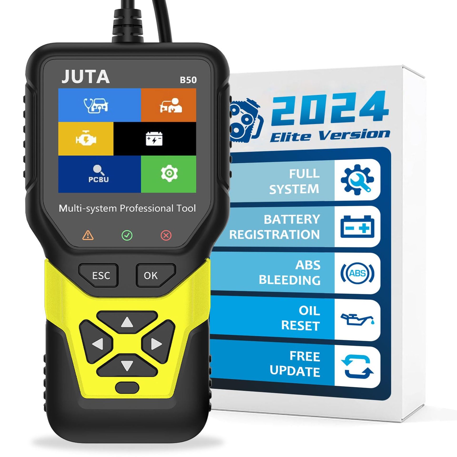 JUTA B50 Diagnostic Tool Compatible for BMW and Mini, Full Systems OBD2 Scanner with Battery Registration, Oil Reset, ABS Bleeding, EPB OBD-II Automotive Code Reader
