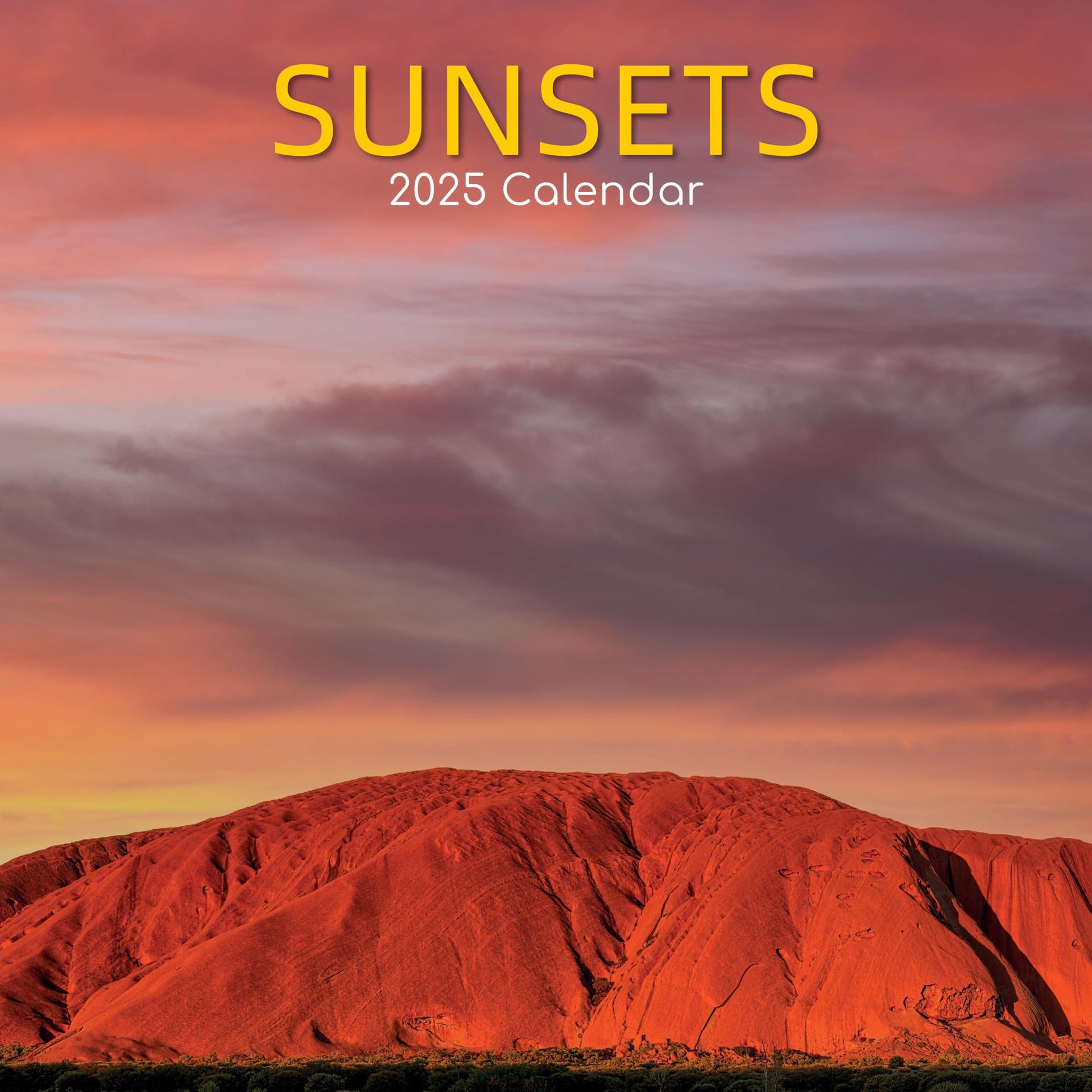 2025 Square Wall Calendar Sunsets - 16-Month Natural World Theme with 180 Reminder Stickers