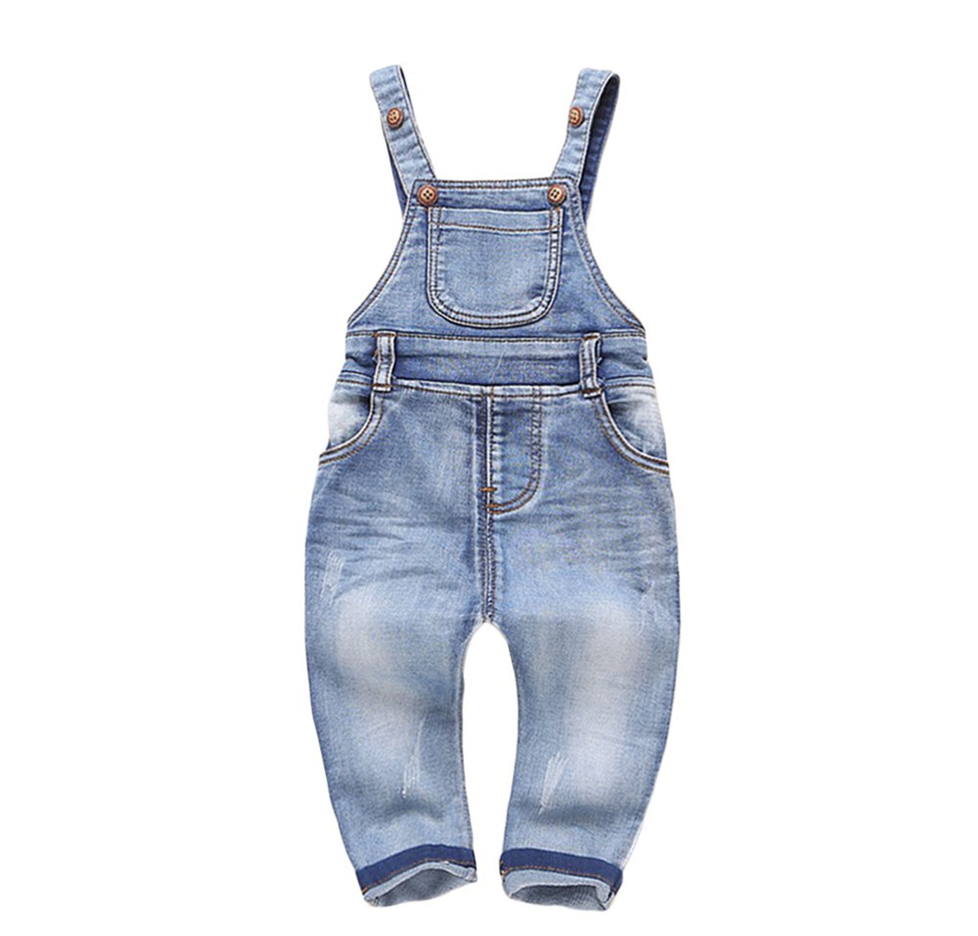 Baby & Little Girls Denim Overalls Classic Jean Dungarees Workwear - Light Blue 12-18 Months