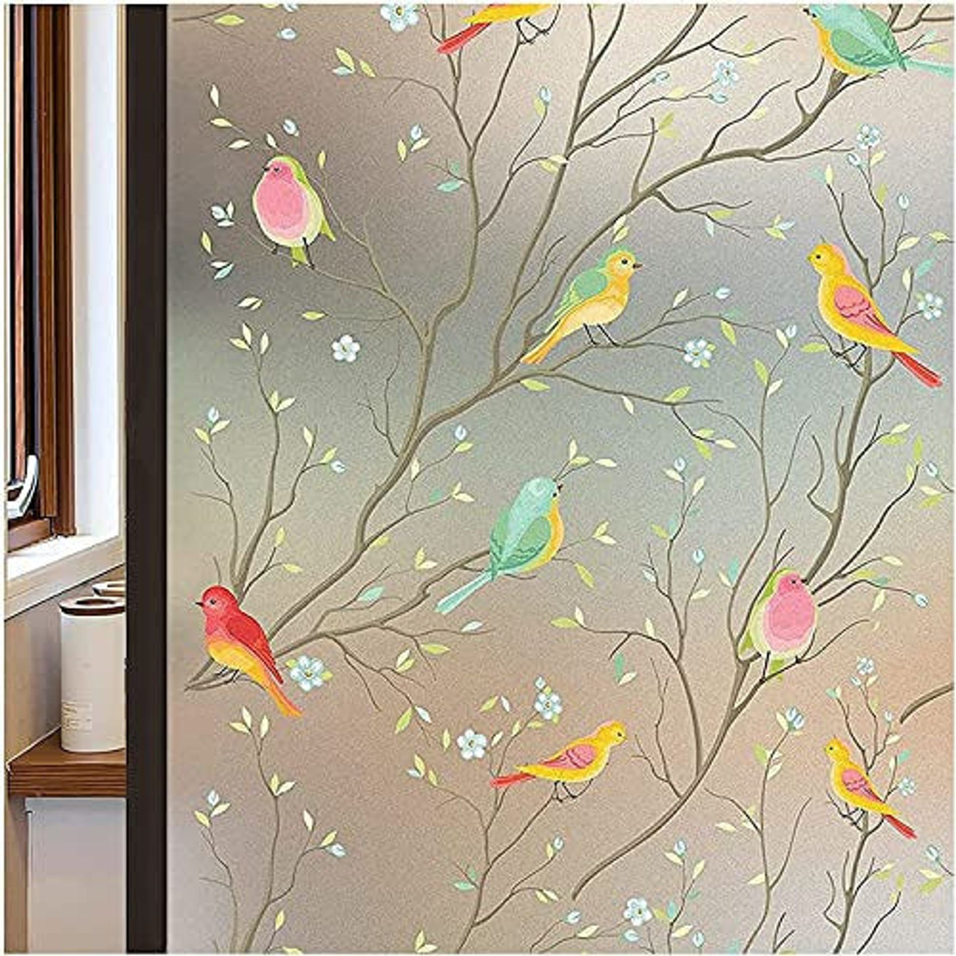 Privacy Static Cling Stained Glass Window Film - 79x18 Inches - Multicolor PVC