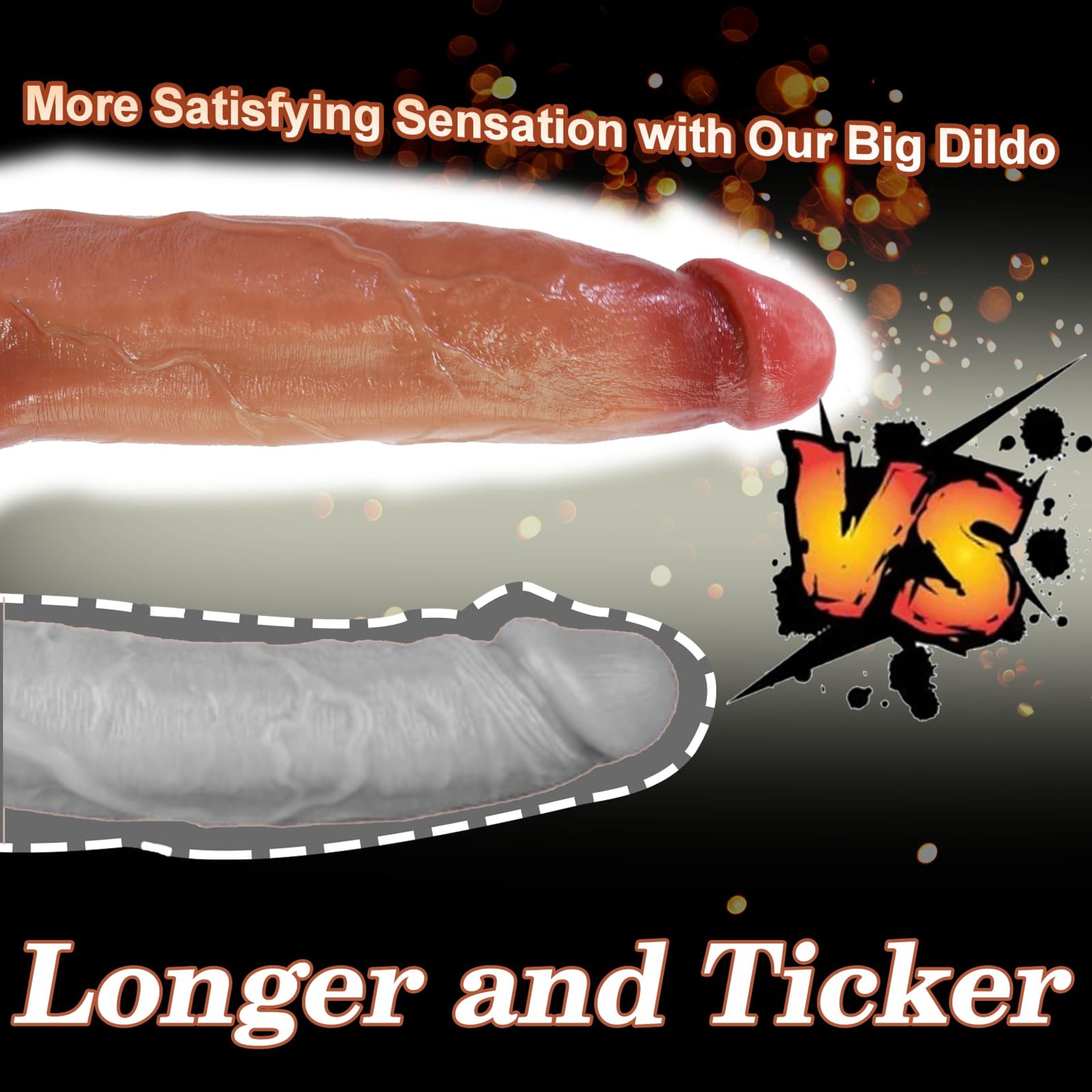 13 Inch Realistic Big Dildo Sex Toy, Skin-Like Huge Thick Dildos With Str