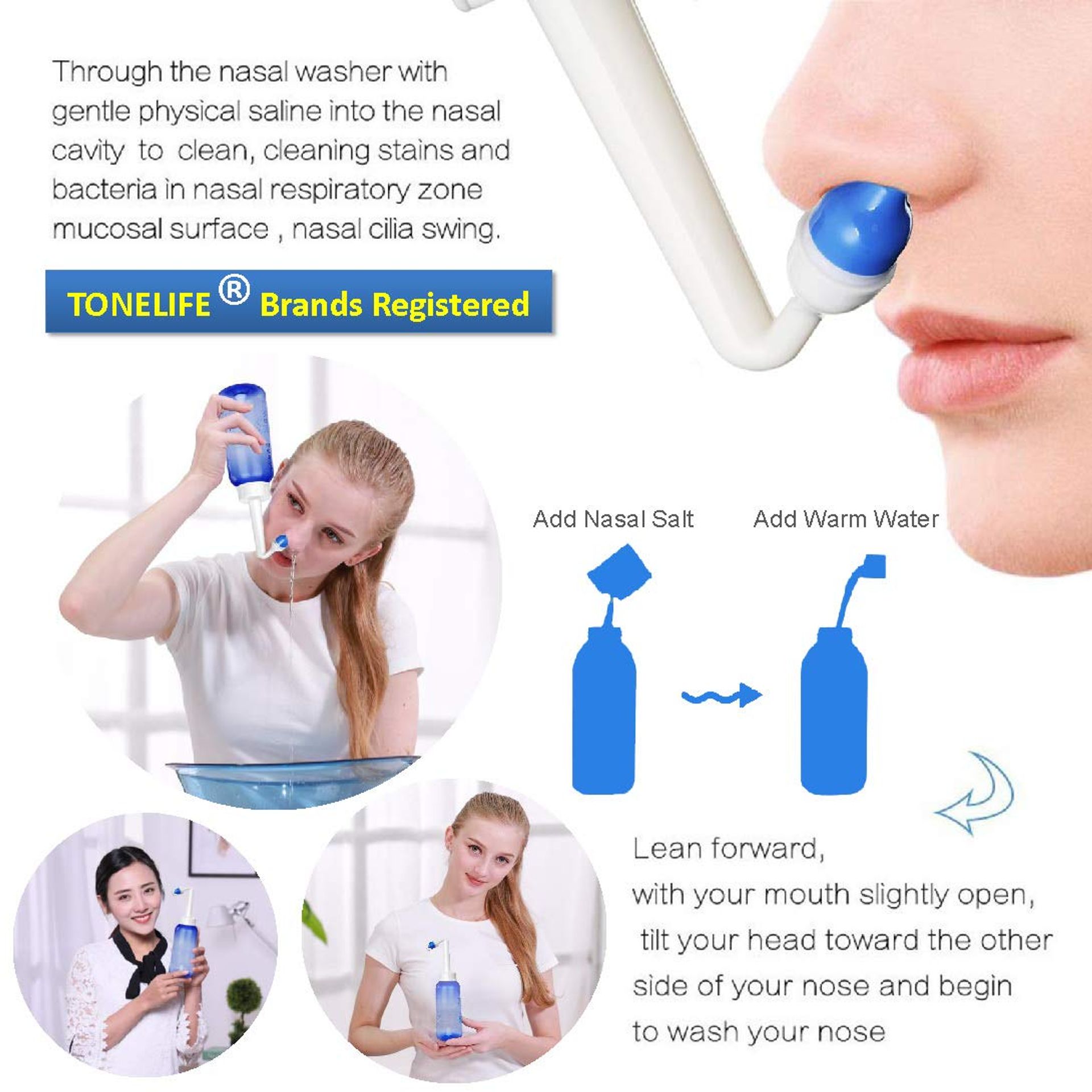 Neti Pot Sinus Rinse Kit 2 Bottles With 4 Nozzles And Nasal Spray For Sin