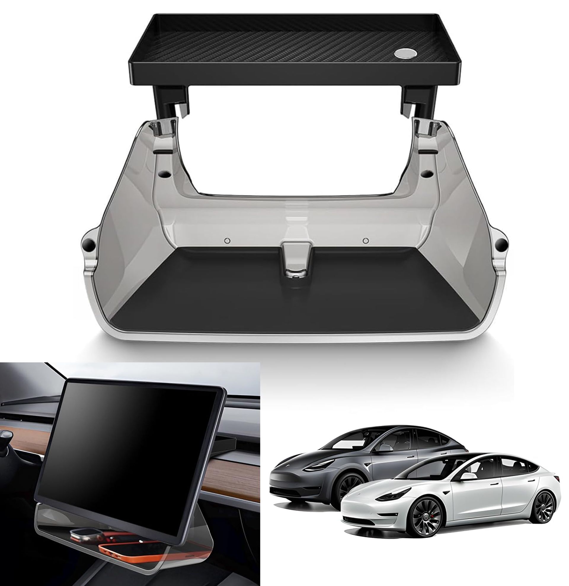 Tesla Model 3/Y Under Screen Centre Console Storage Tray - Magnetic Acrylic, Easy Install (Not for 2024 Model 3)